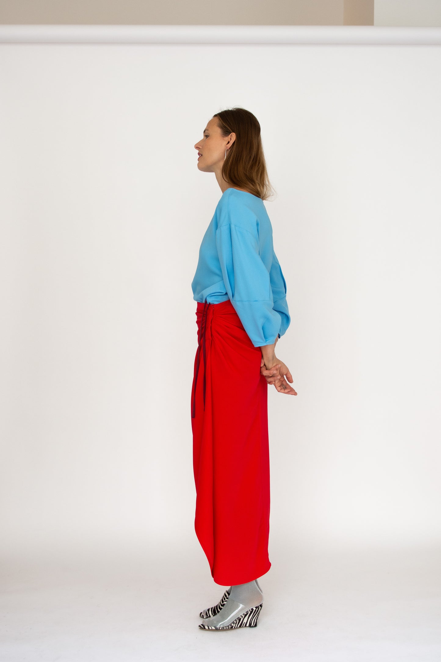 MR. LARKIN, Bansari Skirt, Lipstick Red