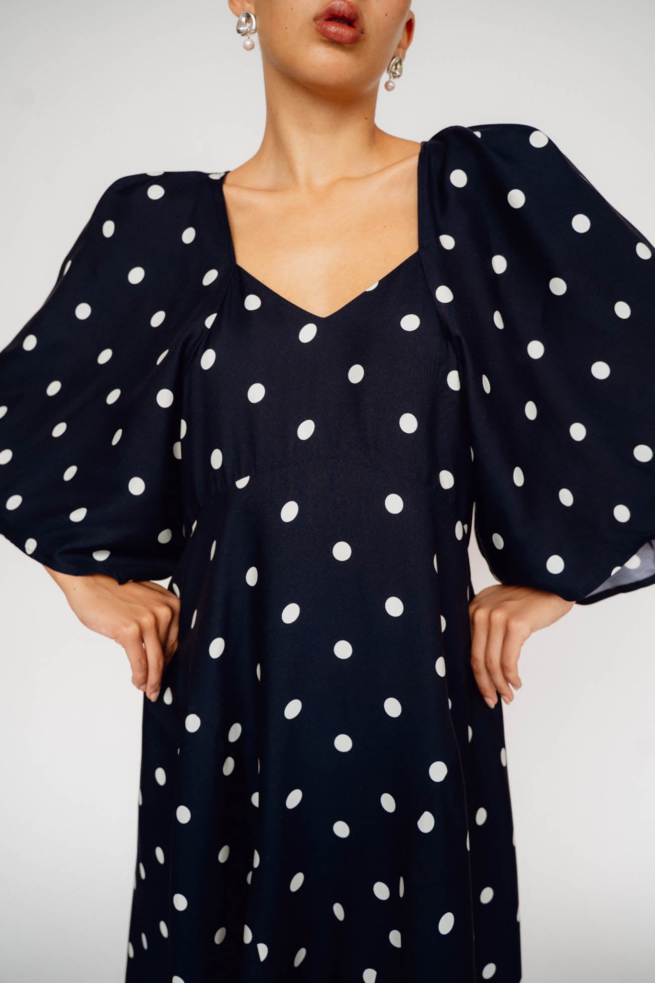 MR. LARKIN, Lexi Dress, Ink/Ivory Big Dot