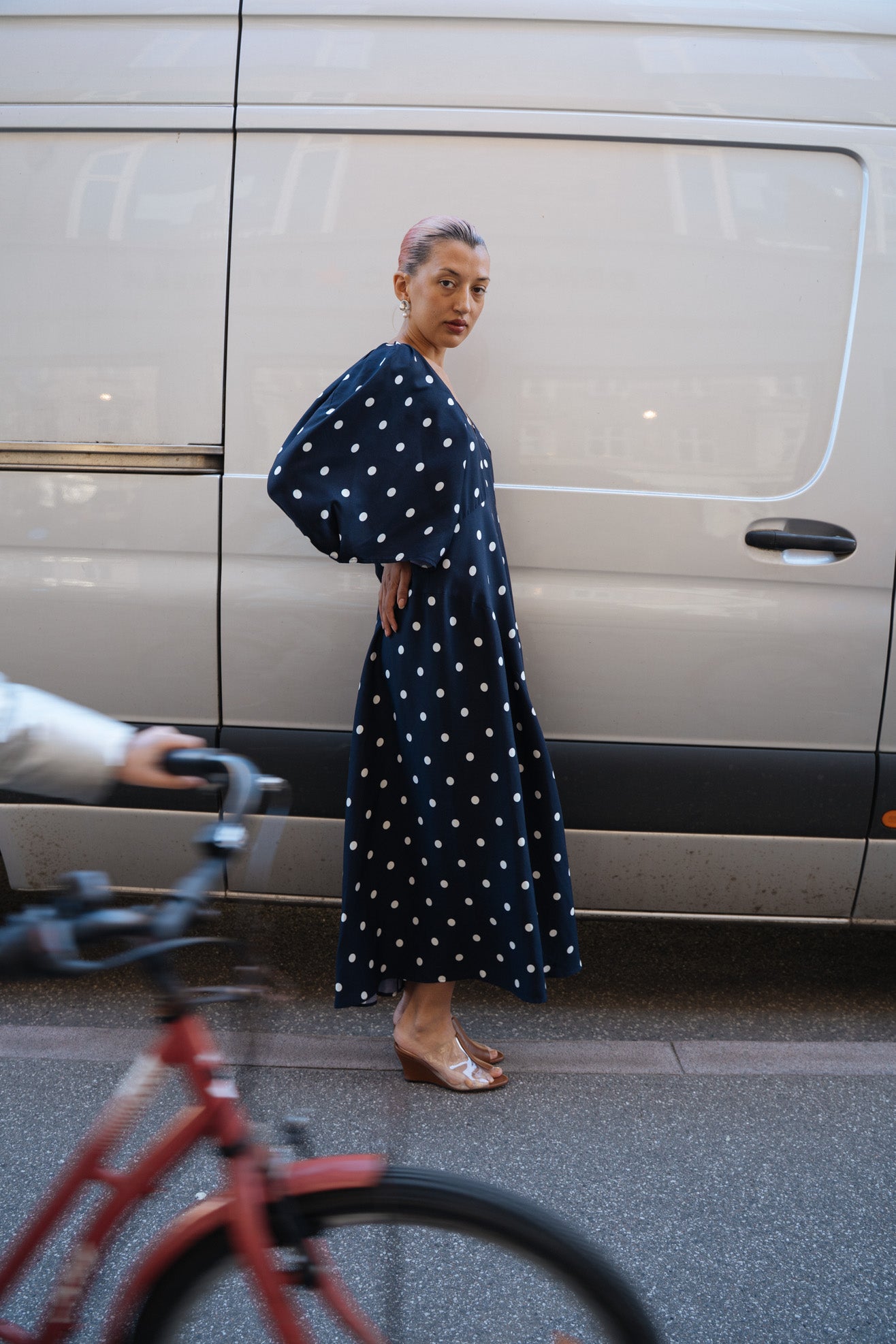 MR. LARKIN, Lexi Dress, Ink/Ivory Big Dot