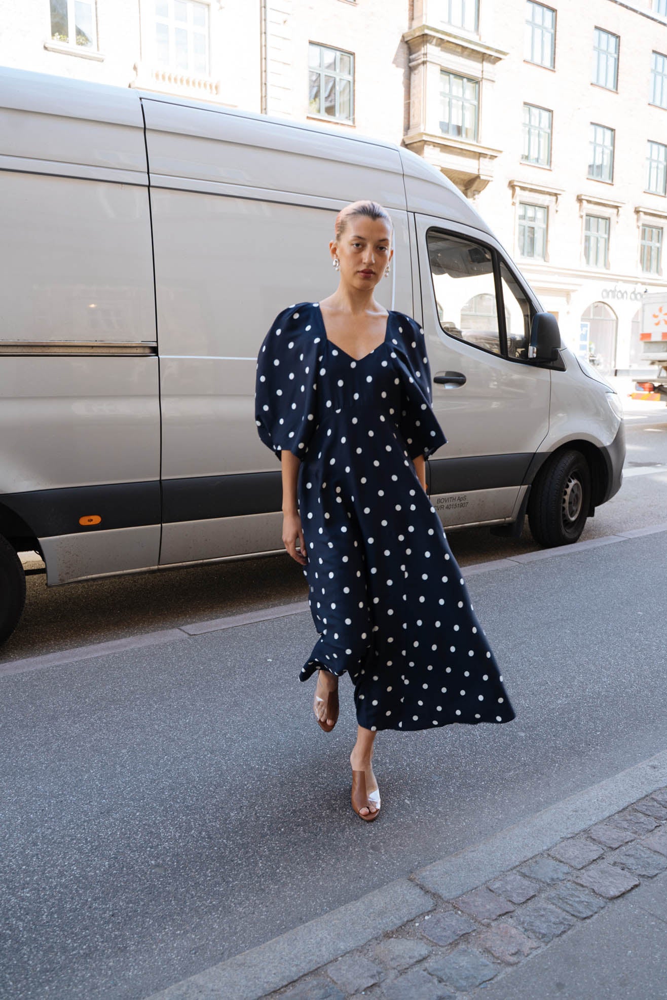 MR. LARKIN, Lexi Dress, Ink/Ivory Big Dot