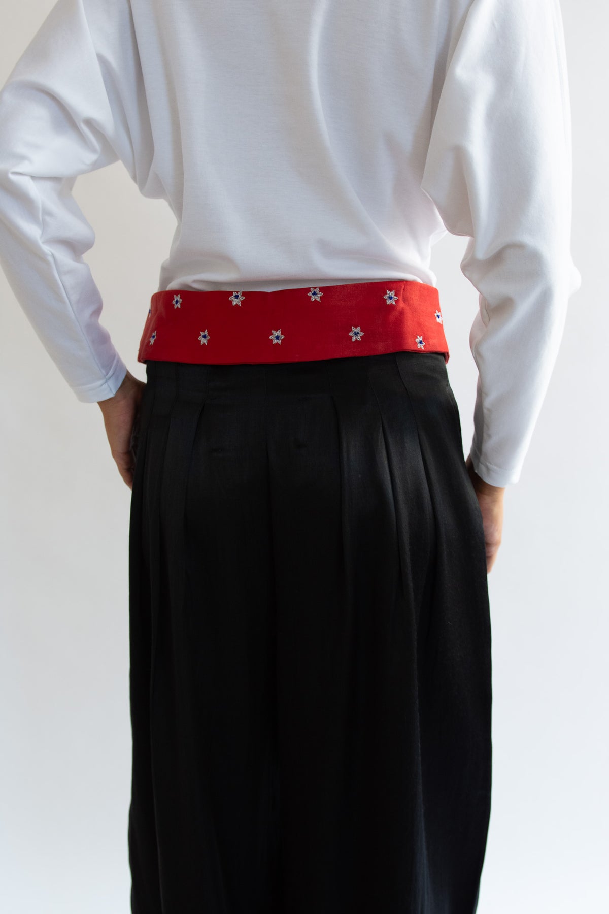 TIGRA TIGRA, Foldover Kasab Trouser, Black with Red