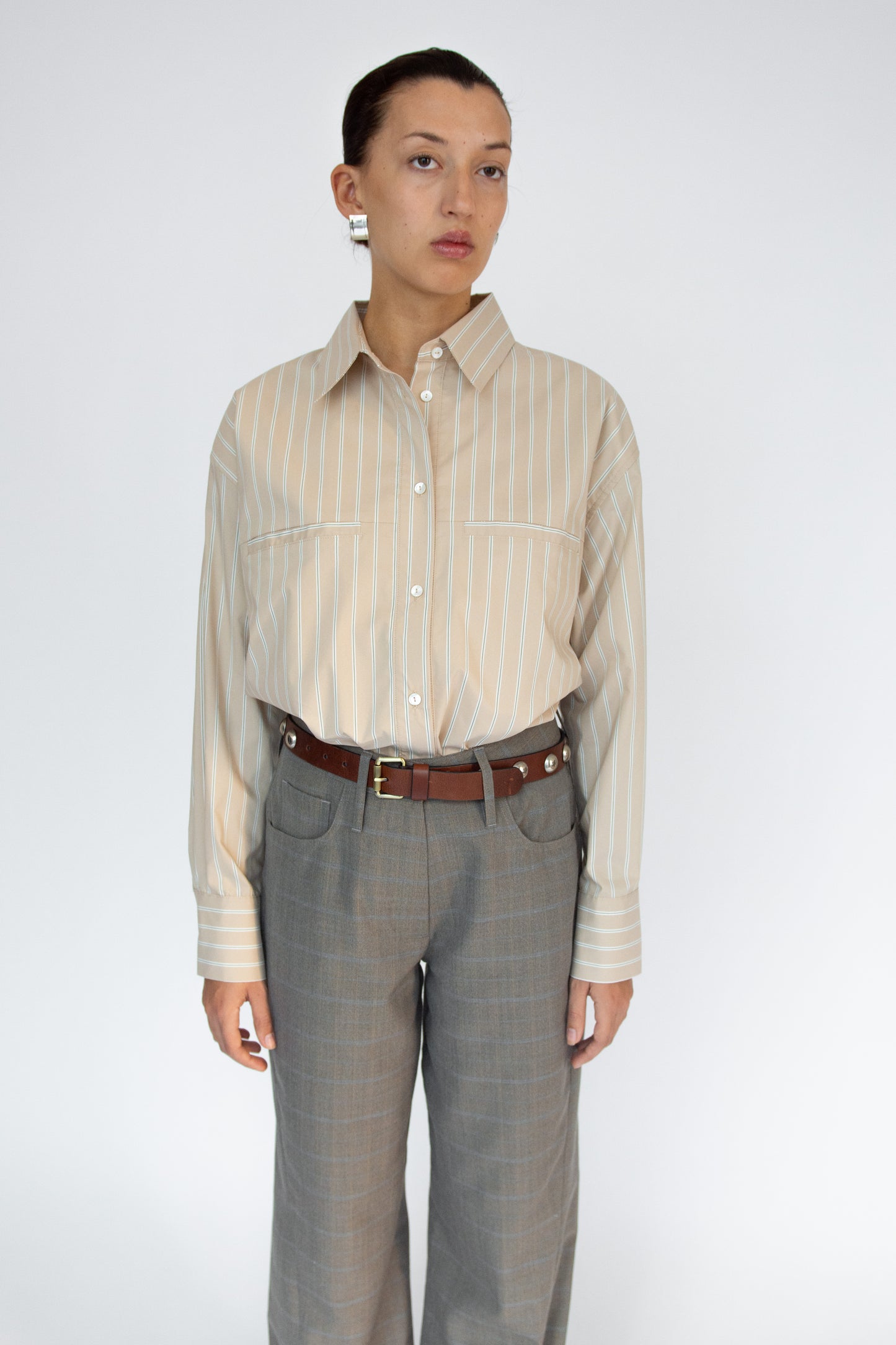 MR. LARKIN, King Welt Shirt, Tan Stripe