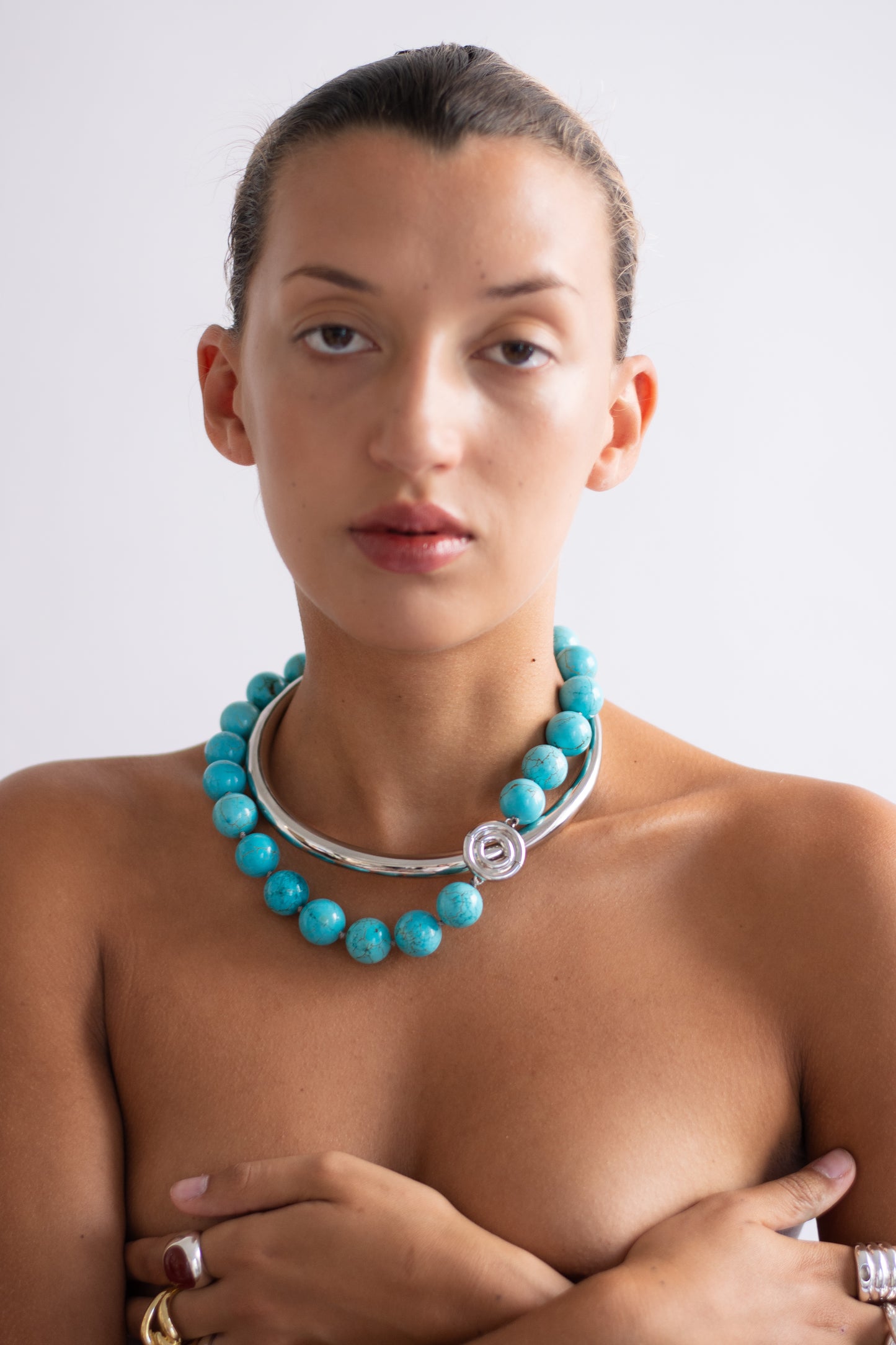 TRINE TUXEN, Howlite Necklace, Platinum