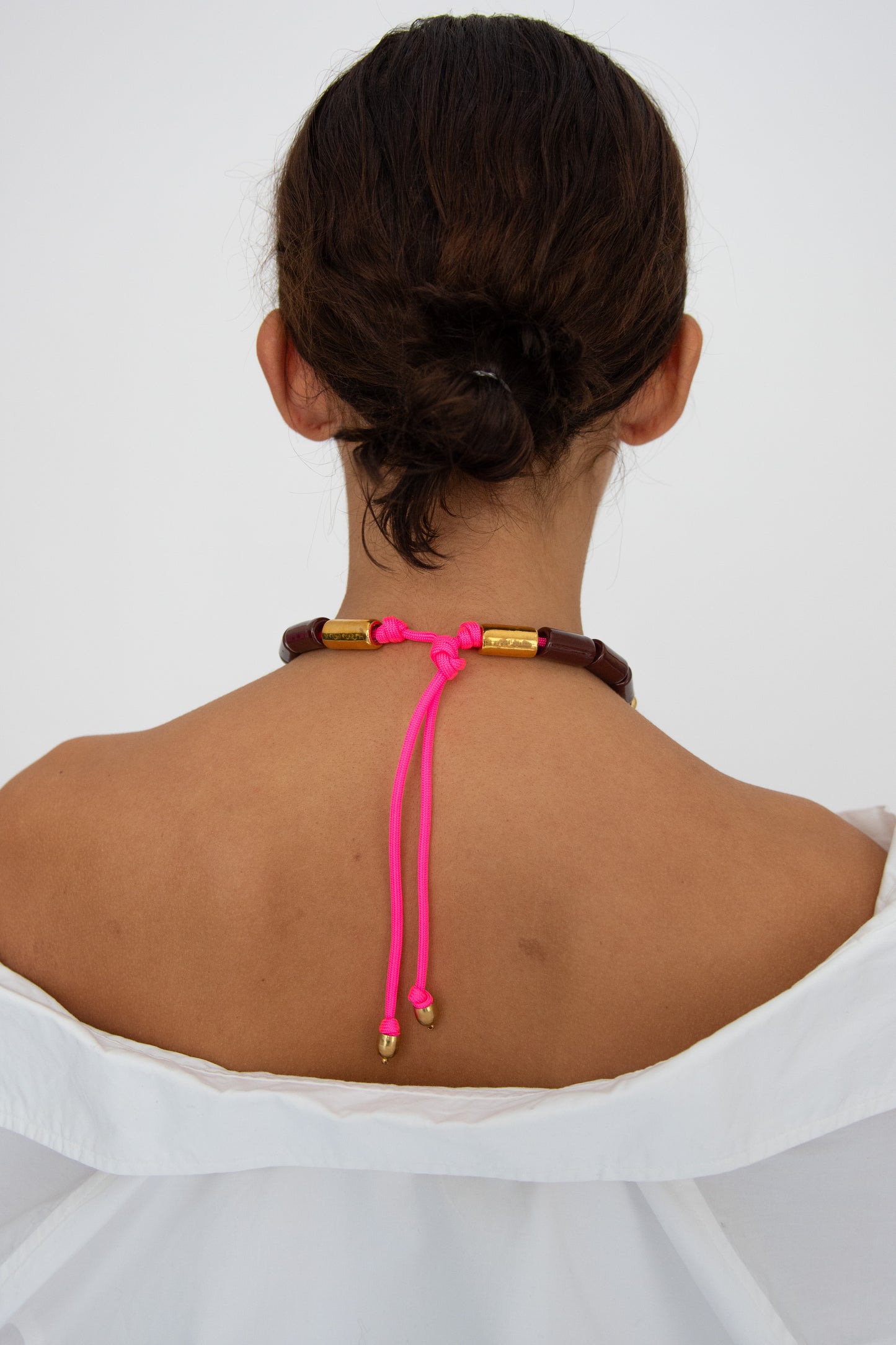 HER NEW TRIBE, Bead Four Necklace, Walnut & Karat Candy