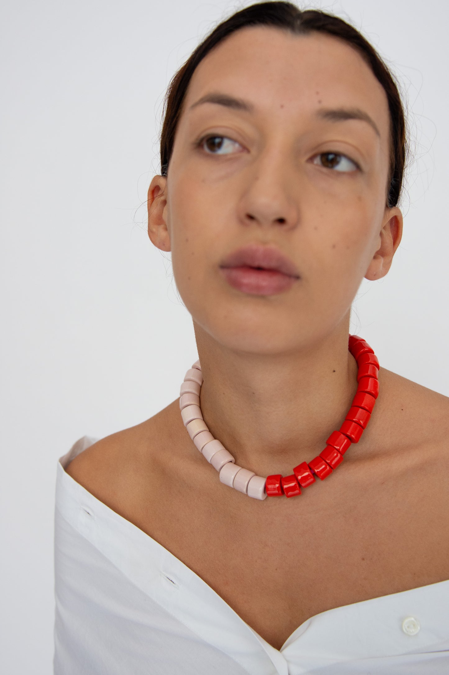 HER NEW TRIBE, Bead Two Necklace, Blush & Lobster Split Candy