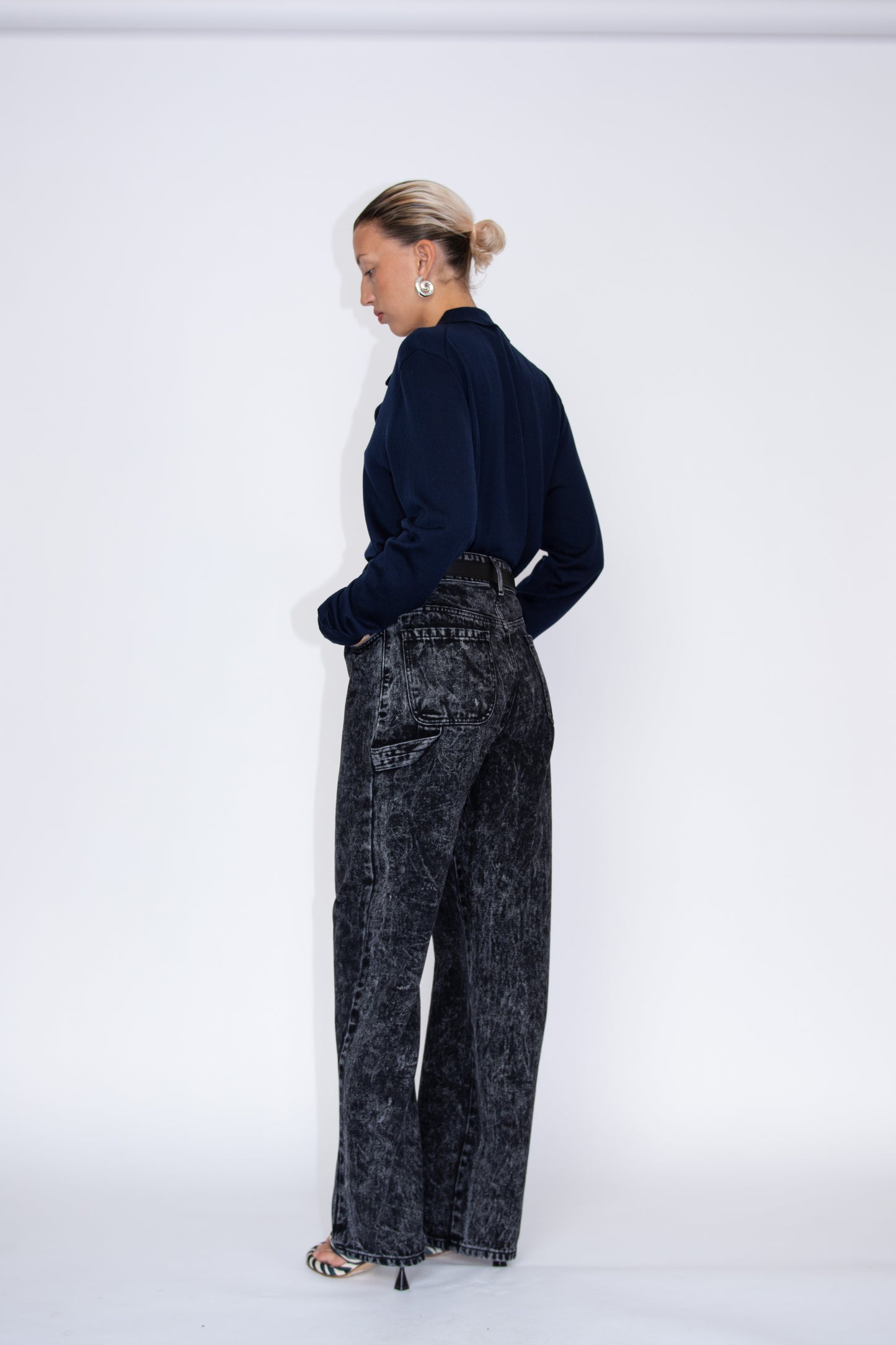 NOMIA, Drop Oversize Jeans, Black Acid Wash