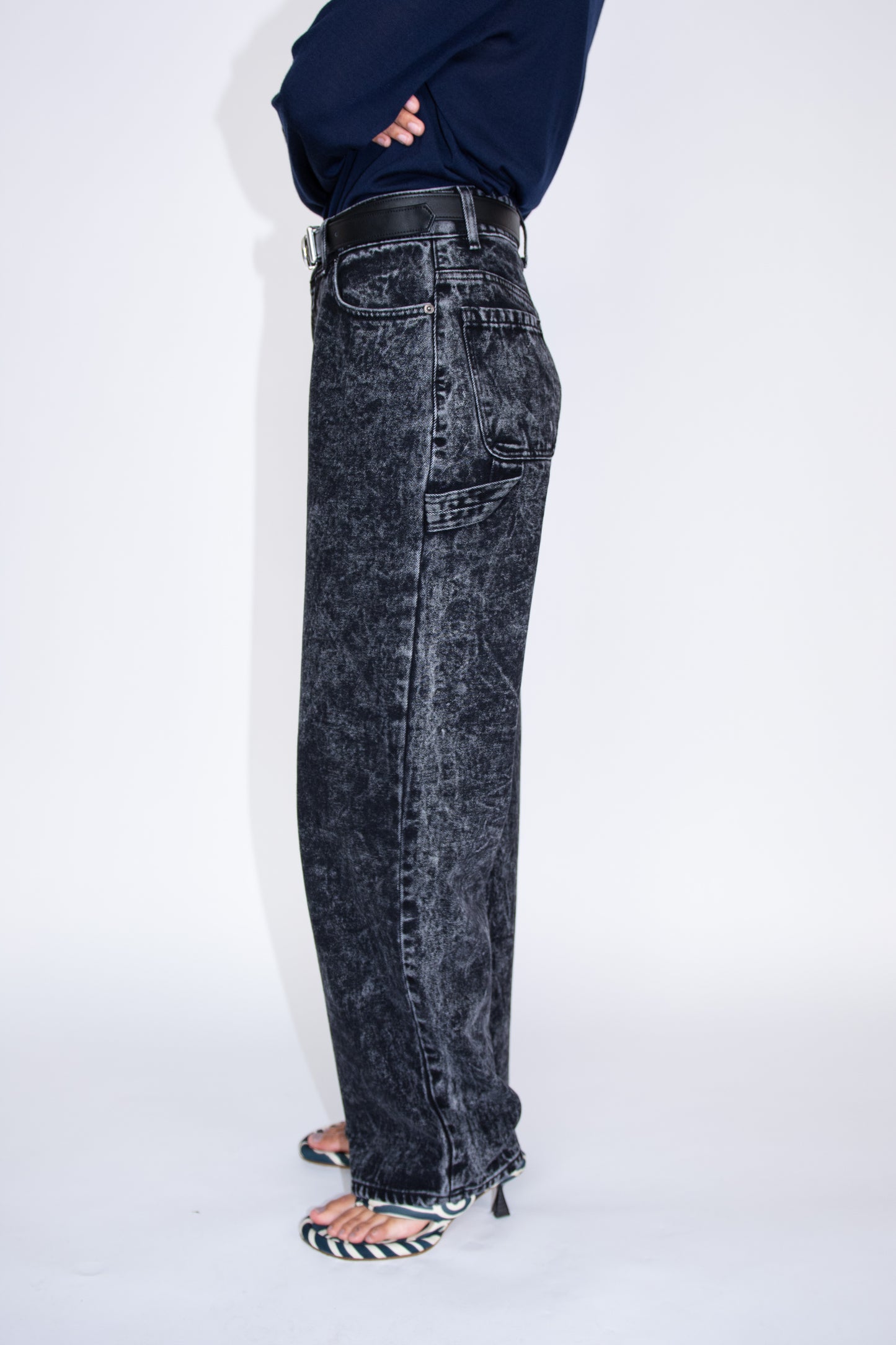 NOMIA, Drop Oversize Jeans, Black Acid Wash