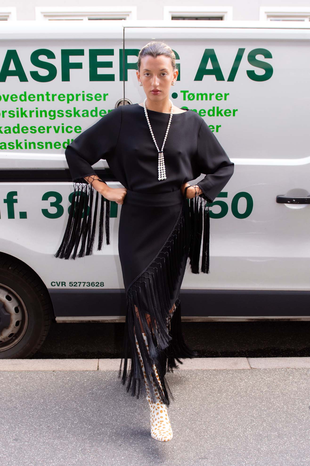 MR. LARKIN, Cara Fringe Wrap Skirt, Black
