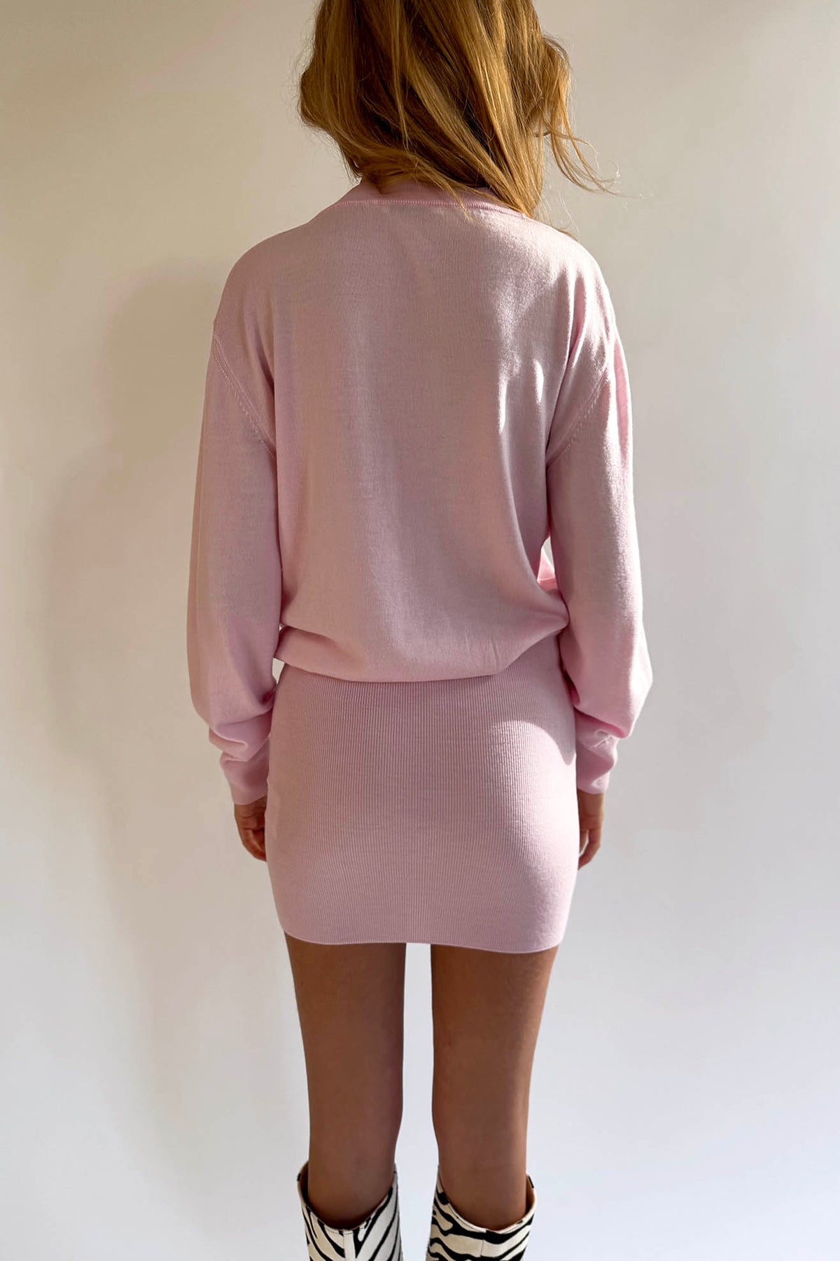 LAMIA LAGHA, November V-Neck Dress, Pink Melange