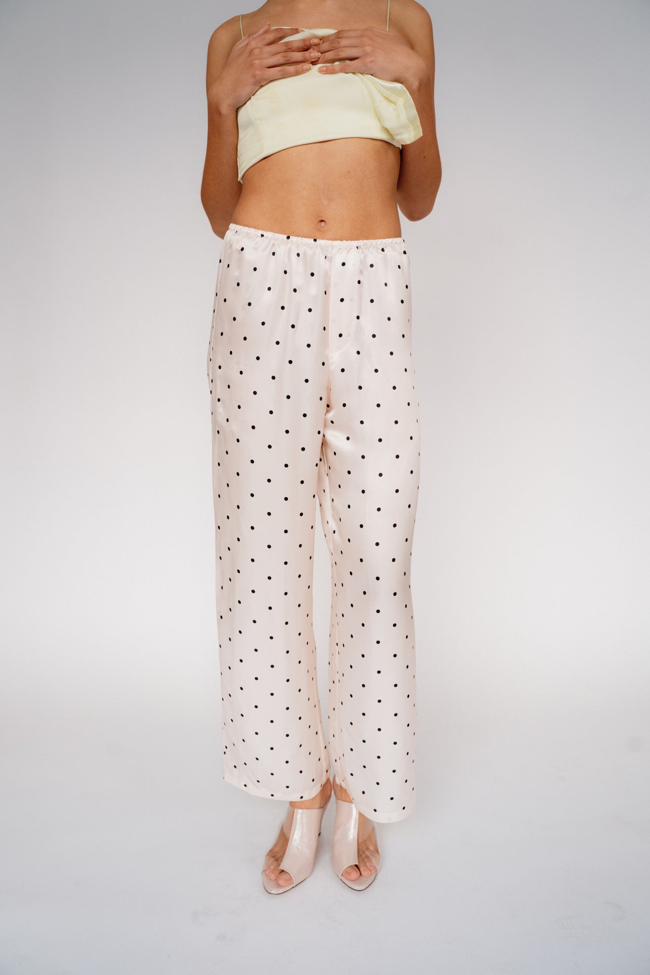 MR. LARKIN, Bella Pant, Sheer Pink/Black Tiny Dot
