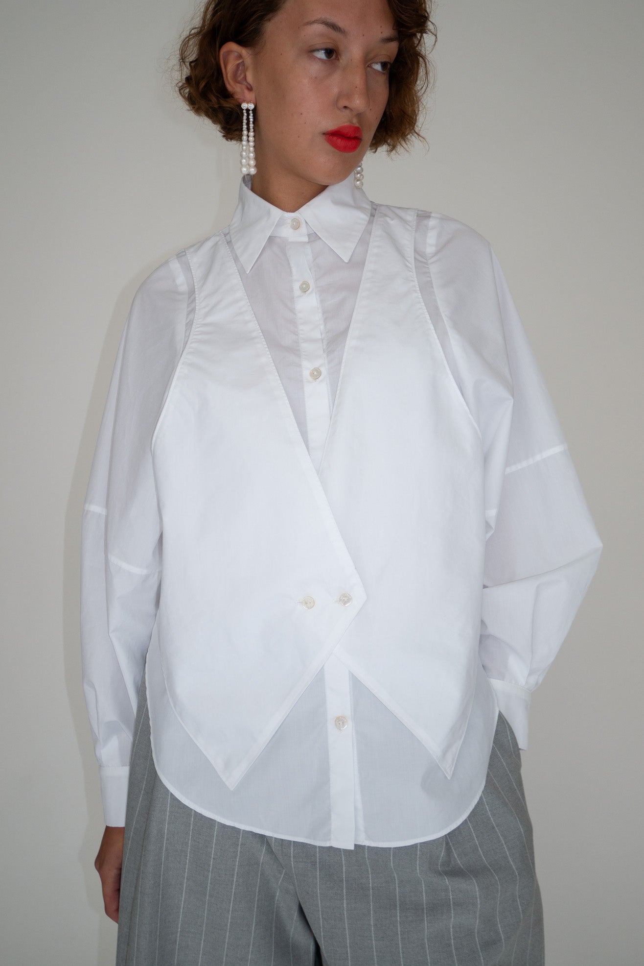 MR. LARKIN, Roberta Vest Shirt, Brilliant White