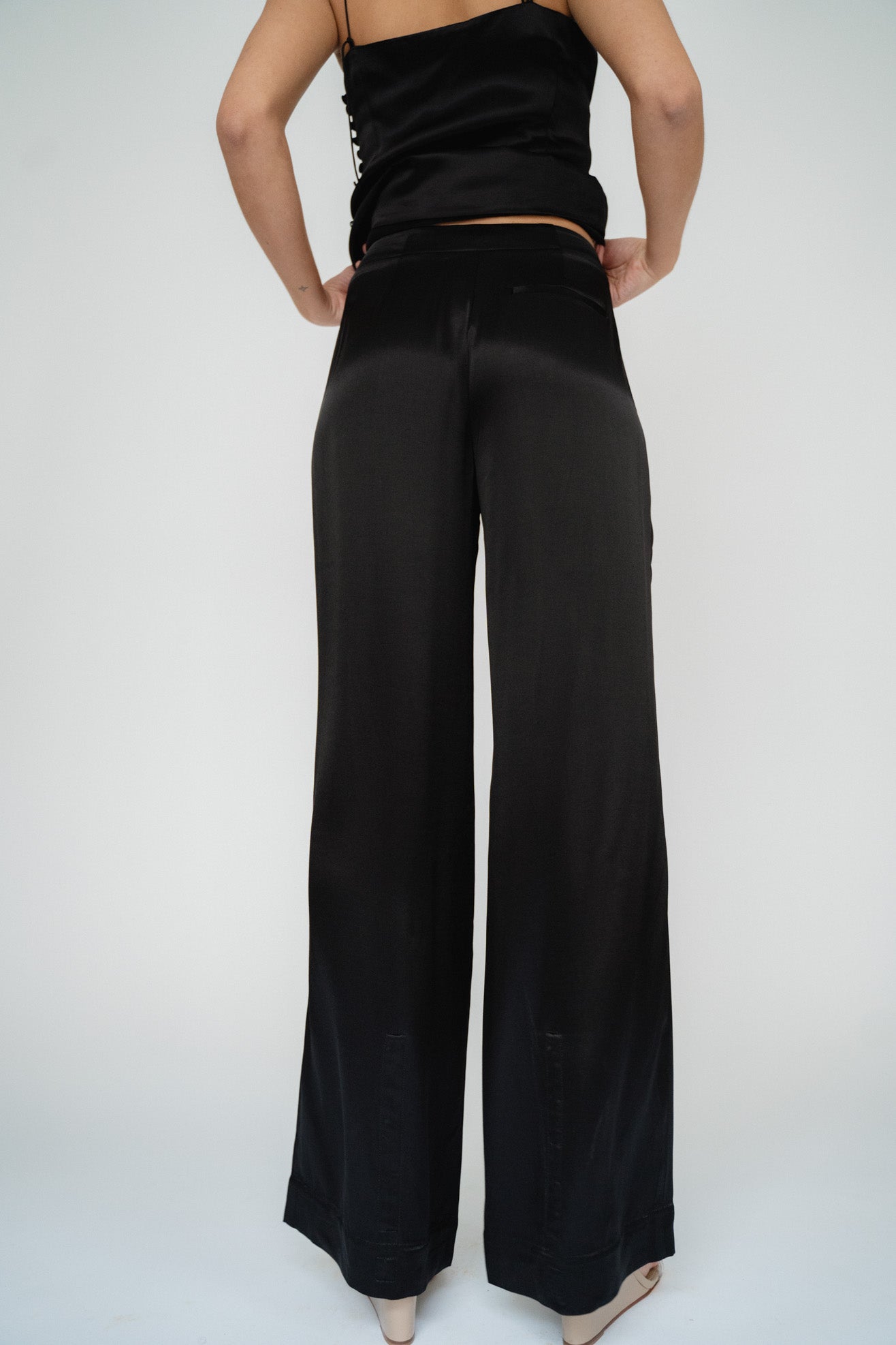 MR. LARKIN, Charlie Pant Satin, Black