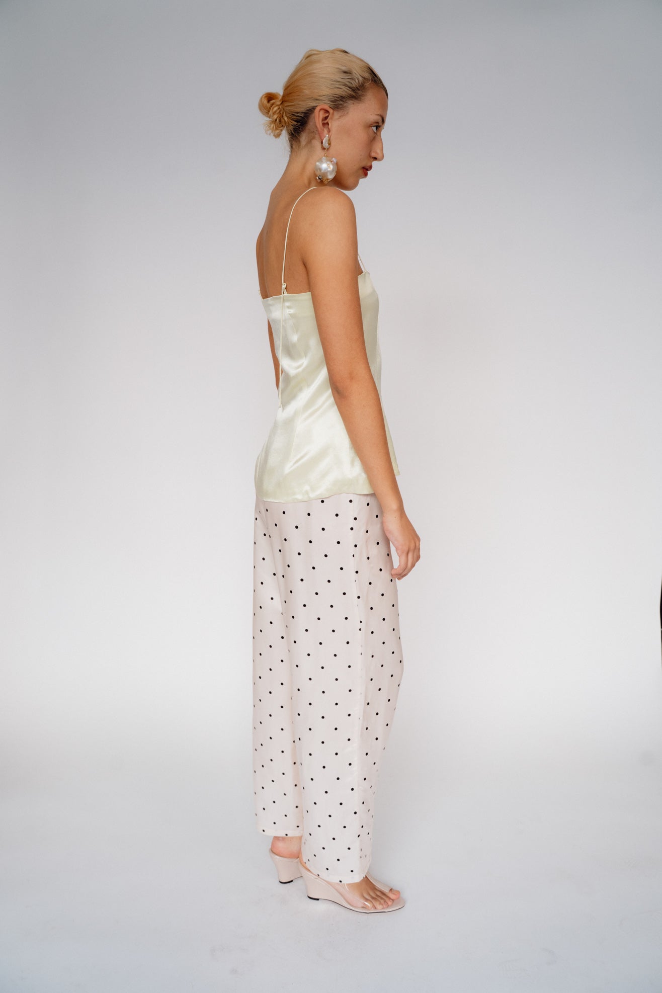 MR. LARKIN, Bella Pant, Sheer Pink/Black Tiny Dot