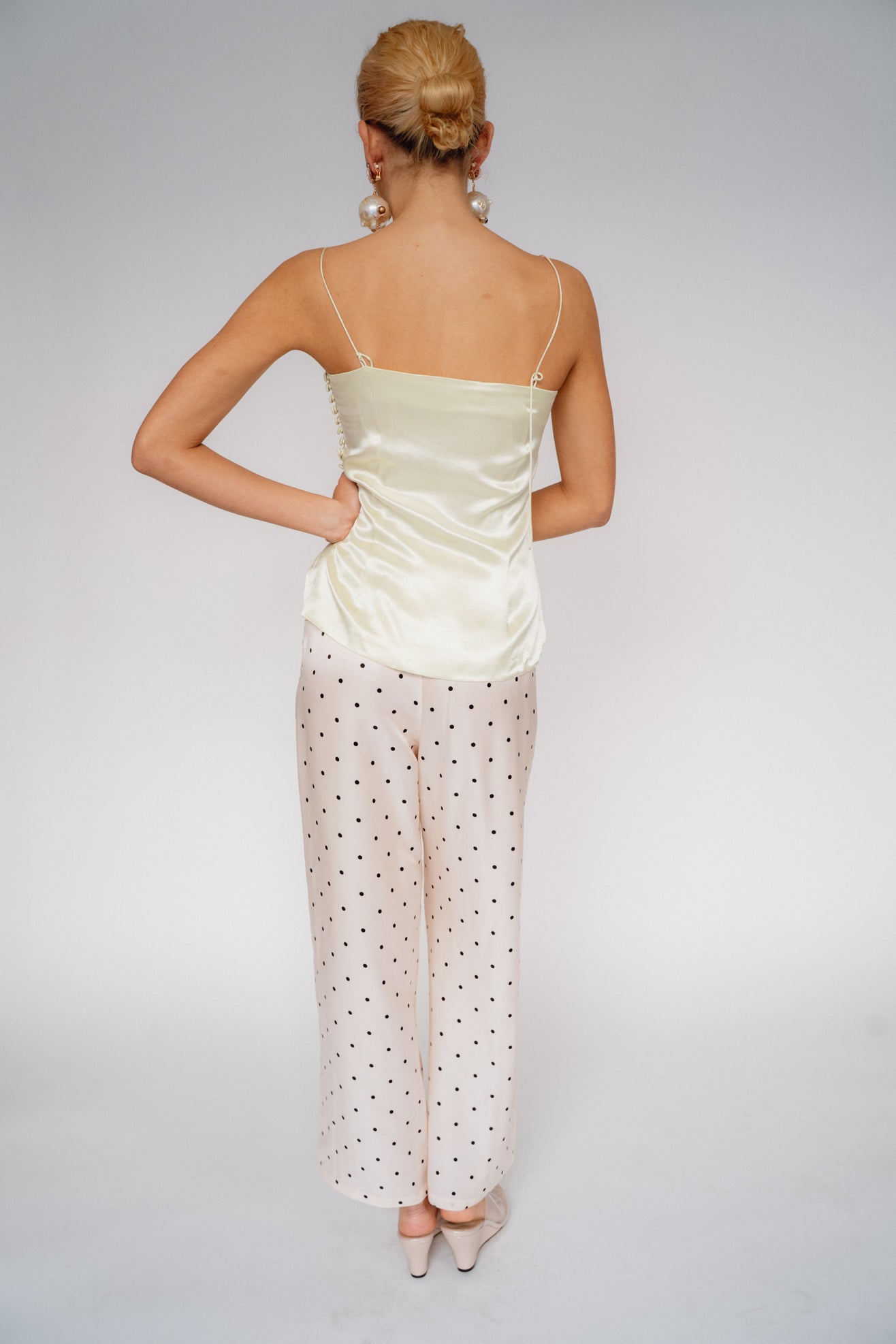 MR. LARKIN, Bella Pant, Sheer Pink/Black Tiny Dot