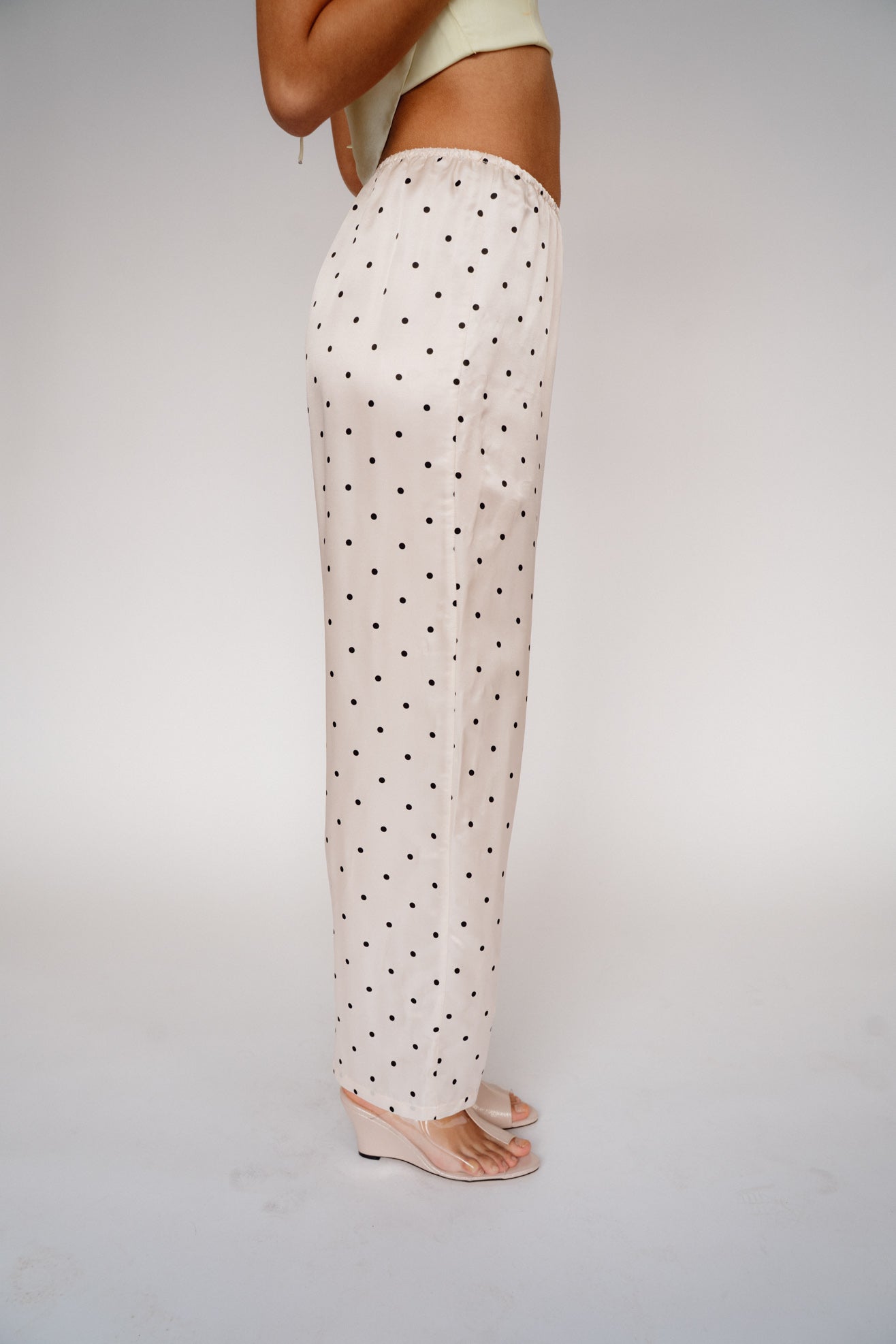 MR. LARKIN, Bella Pant, Sheer Pink/Black Tiny Dot