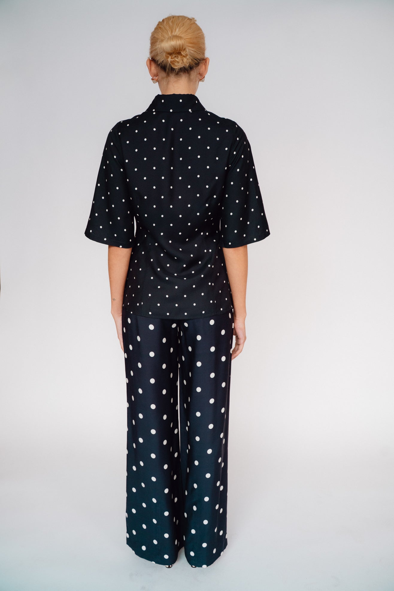 MR. LARKIN, Tillie Shirt, Ink/Ivory Big Dot