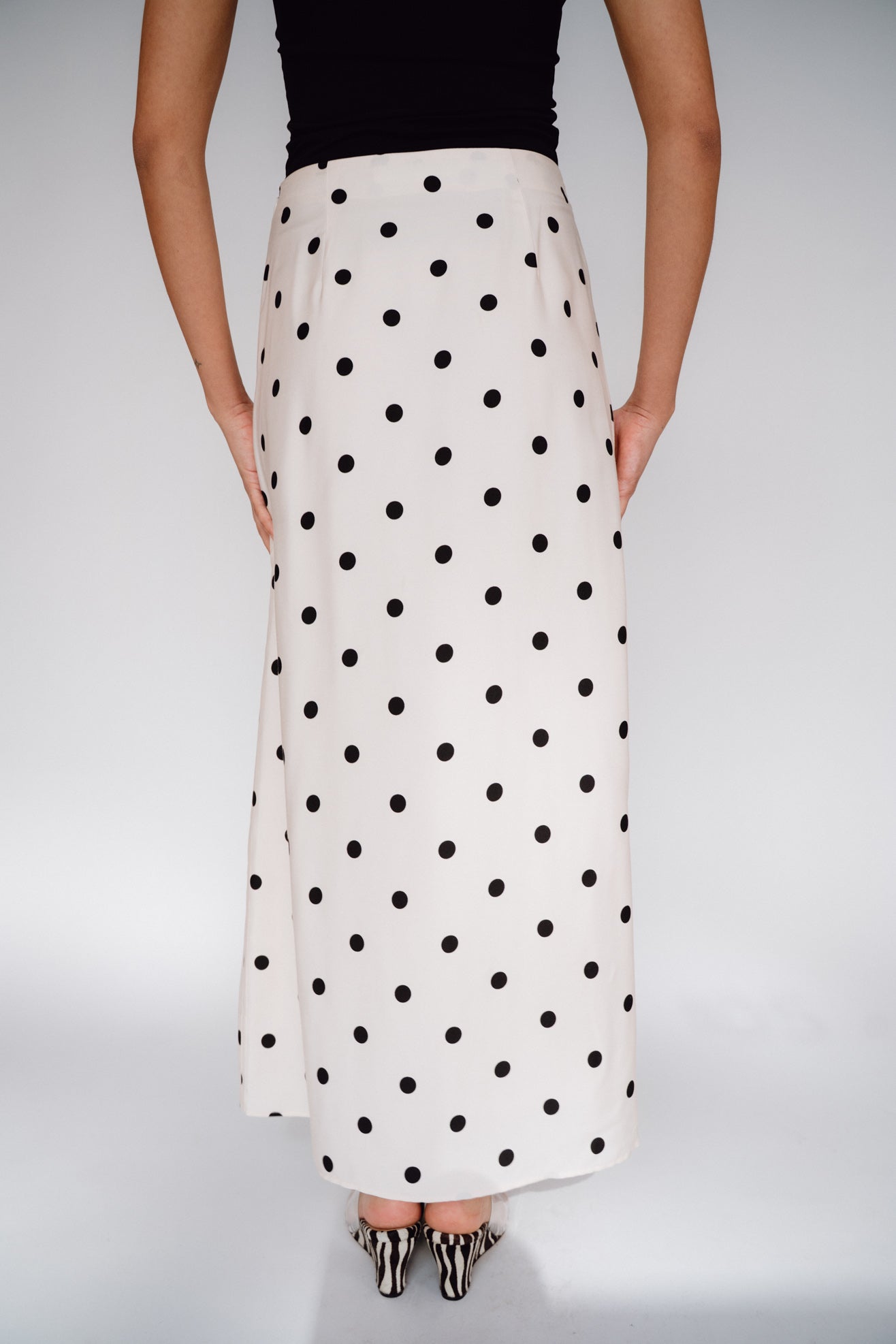 MR. LARKIN, Asta Skirt, Sheer Pink/Black Big Dot