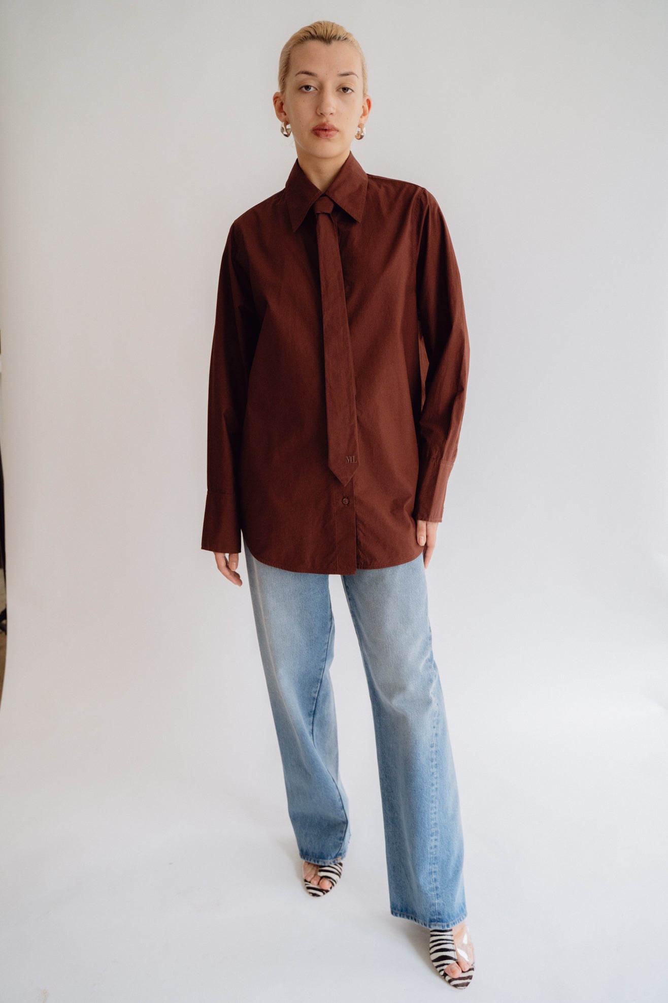 MR. LARKIN, Patty Tie Shirt, Mahogany