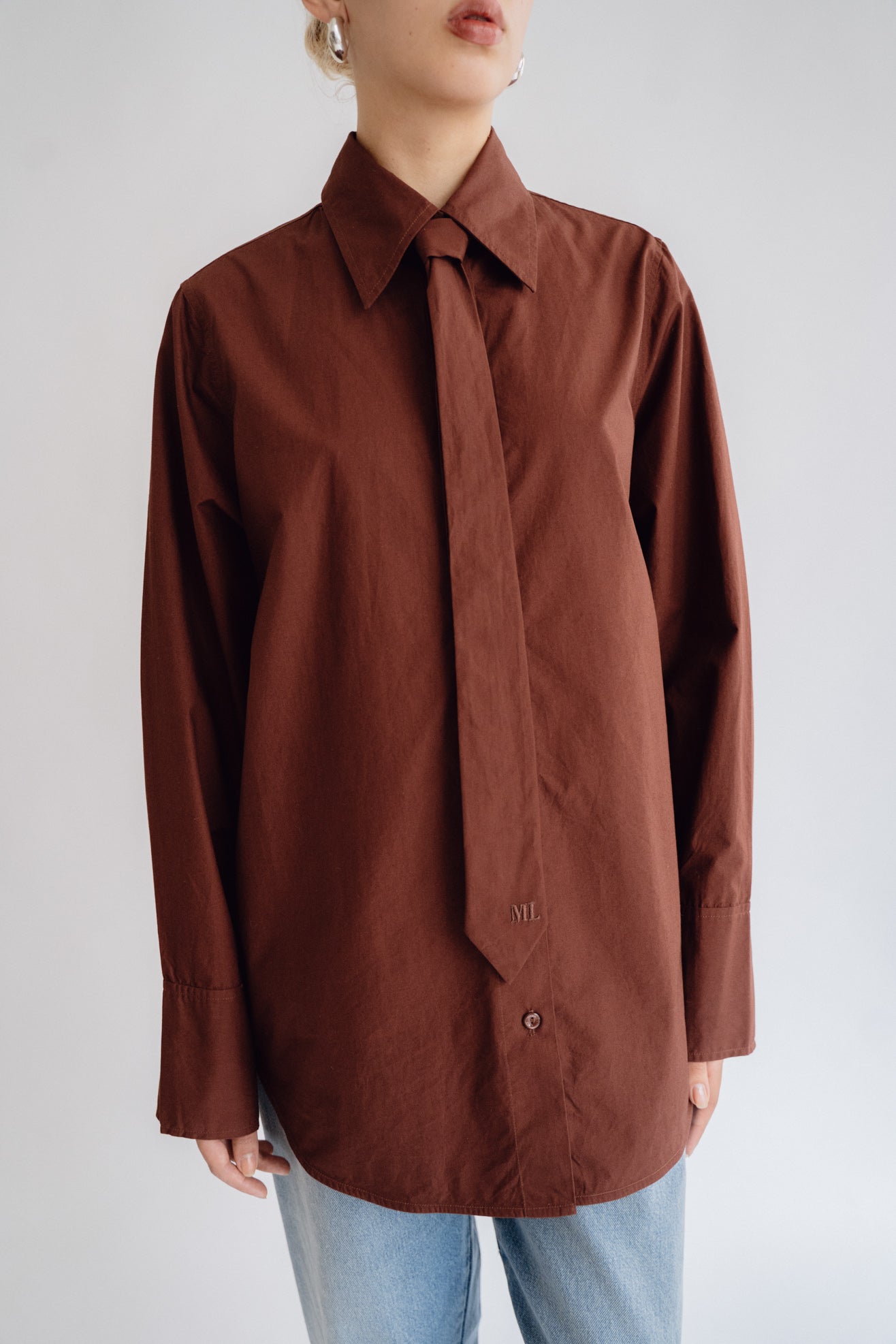MR. LARKIN, Patty Tie Shirt, Mahogany