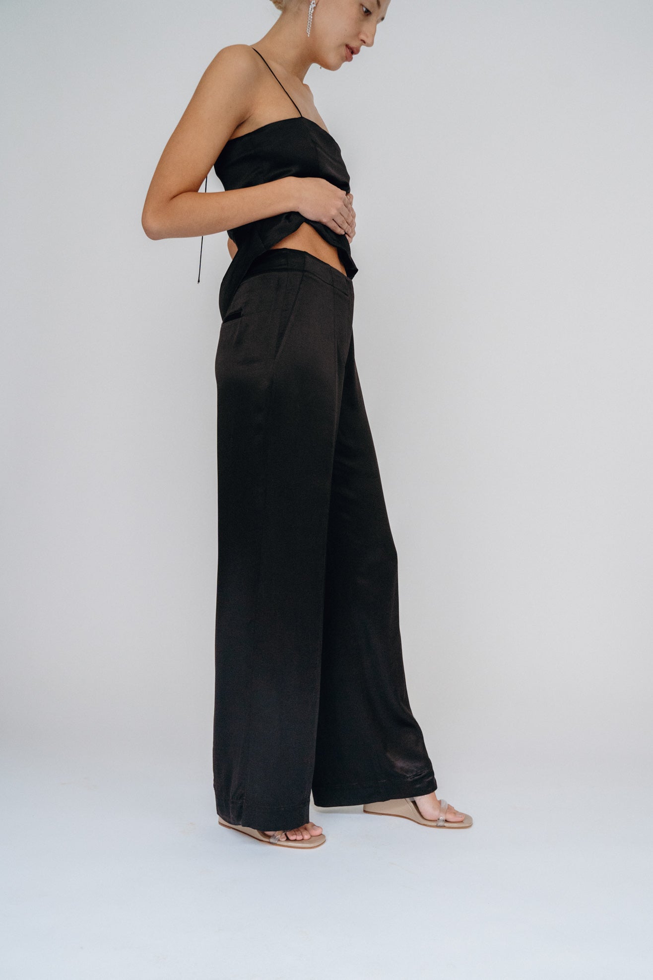 MR. LARKIN, Charlie Pant Satin, Black
