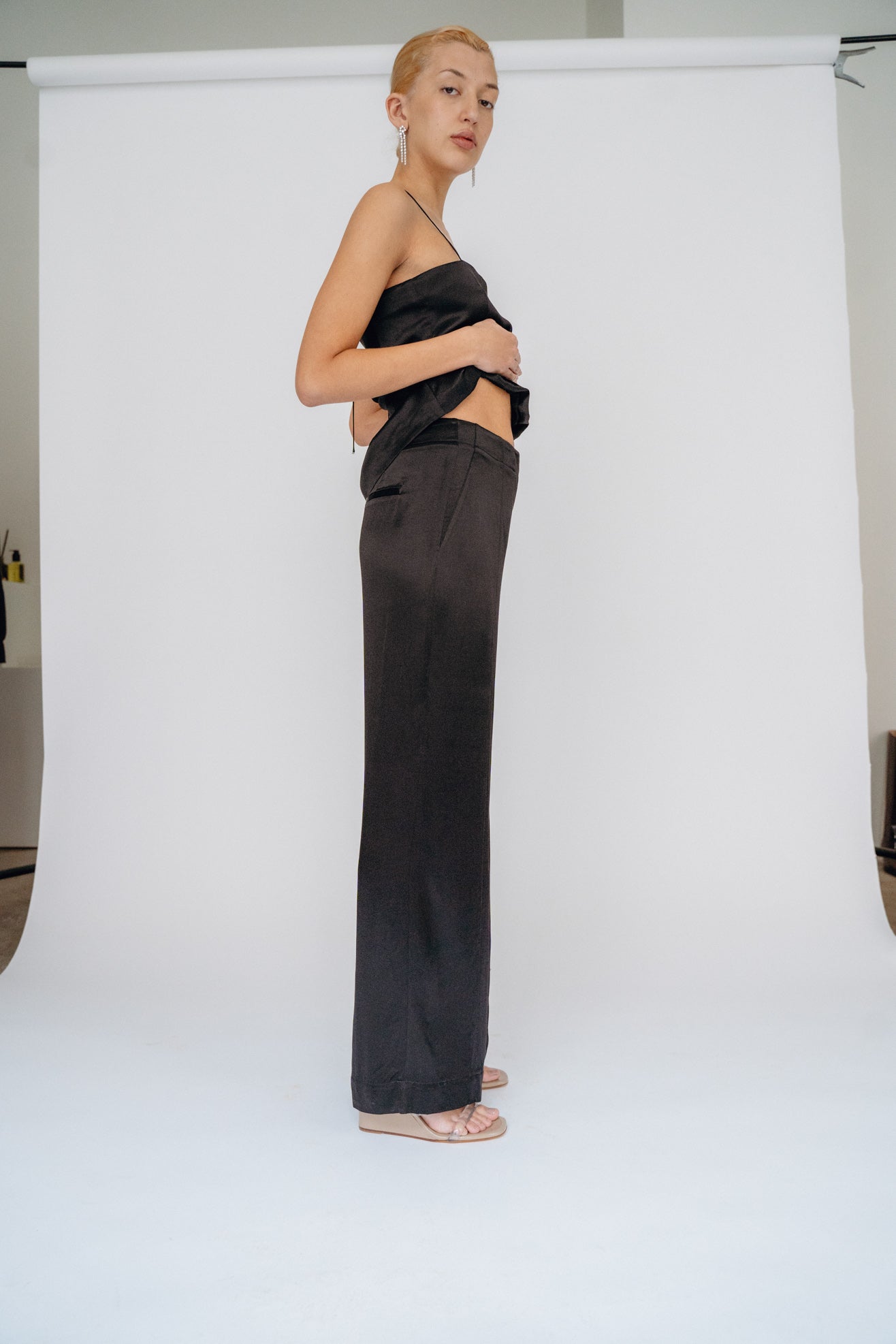 MR. LARKIN, Charlie Pant Satin, Black