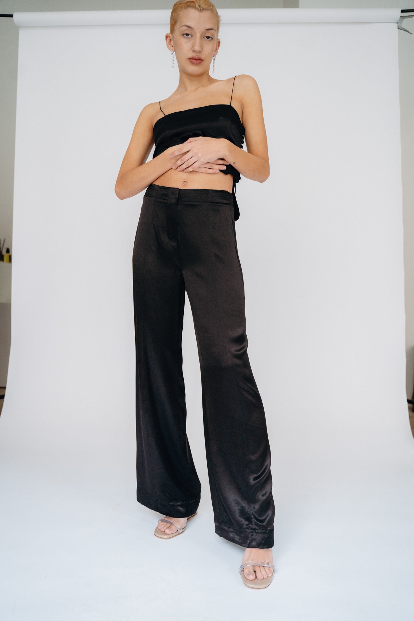 MR. LARKIN, Charlie Pant Satin, Black
