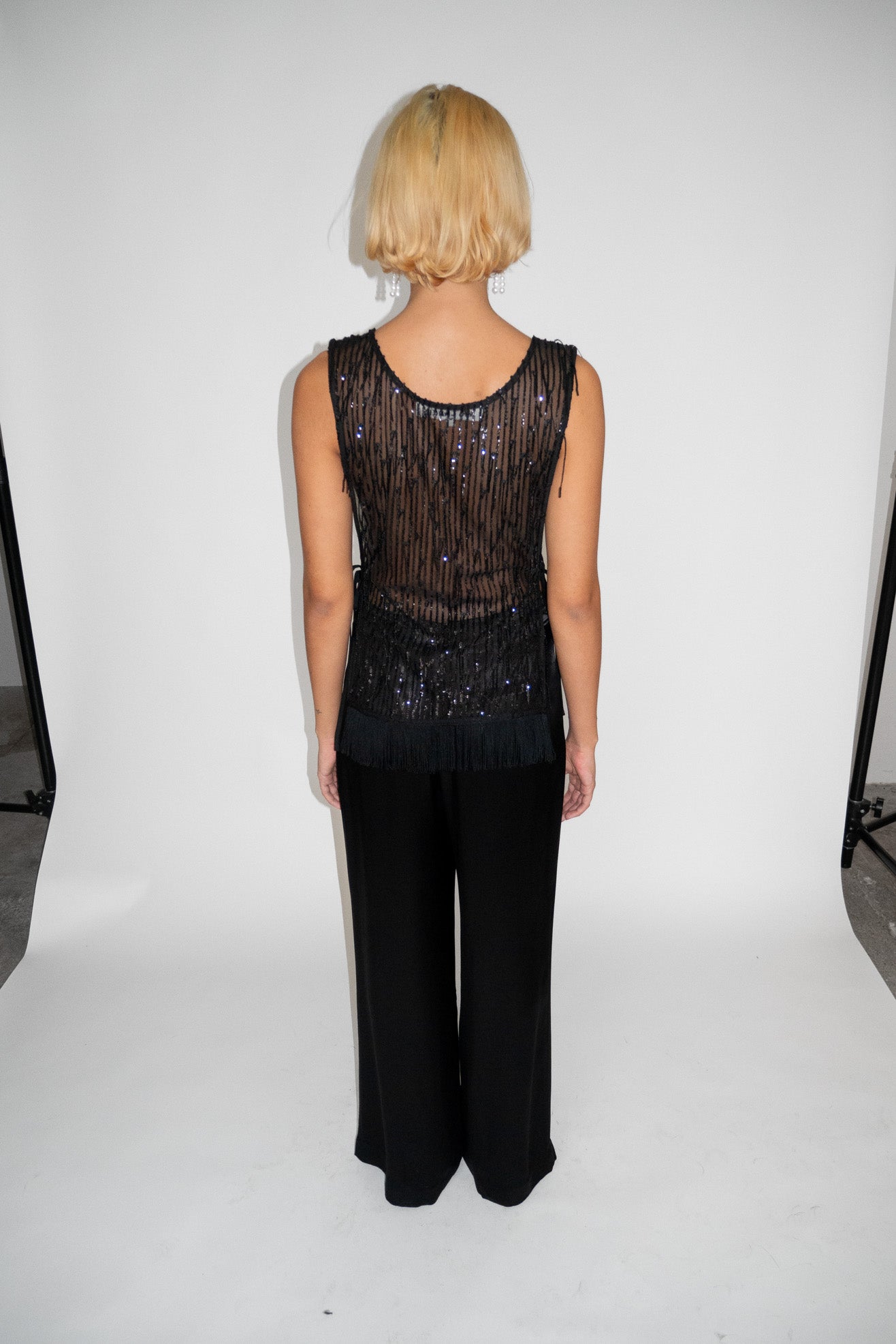 MR. LARKIN, Venus Sequin Vest, Black