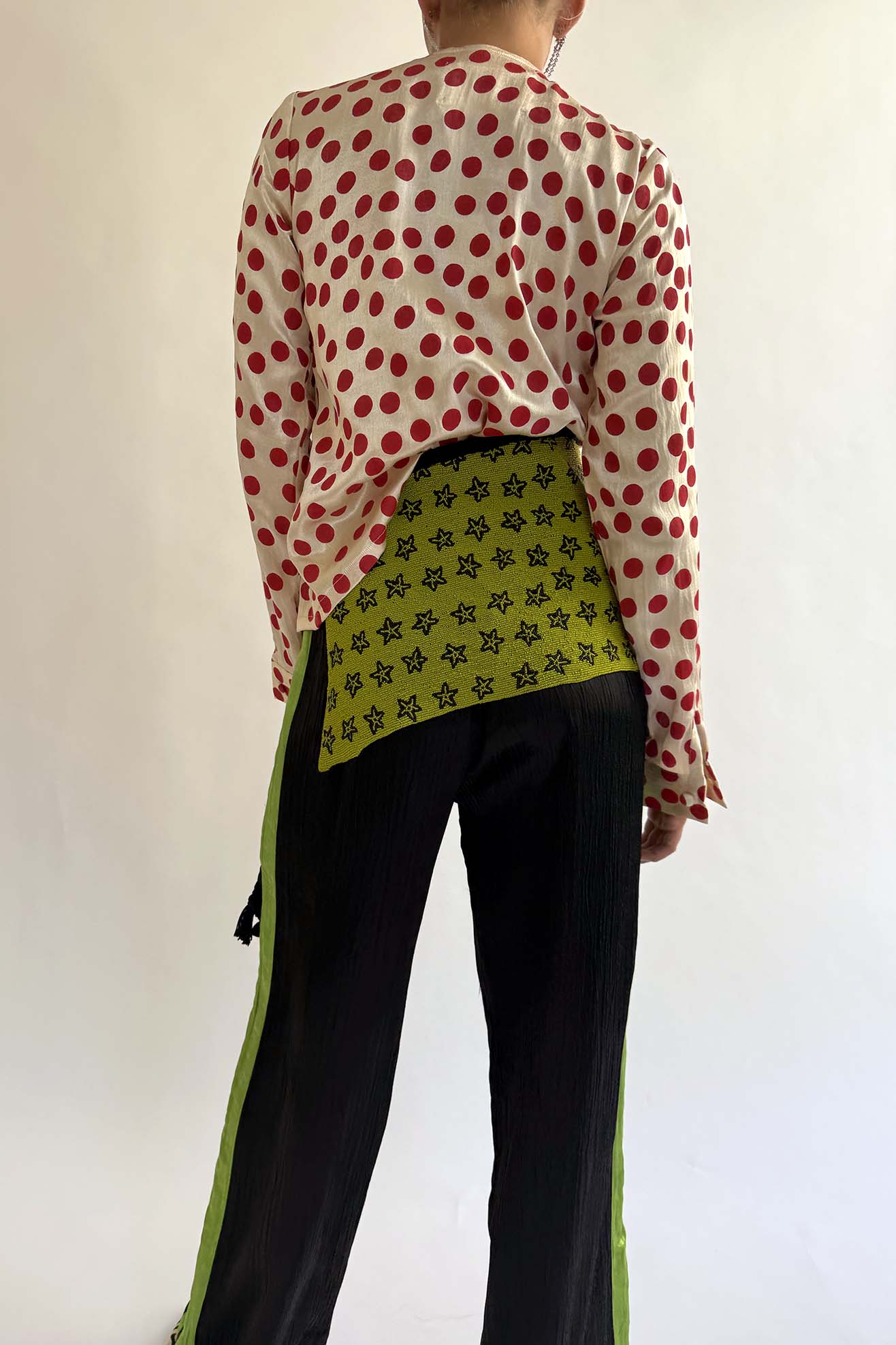 TIGRA TIGRA, Glass Beaded Wrap Belt, Acid Green/Black