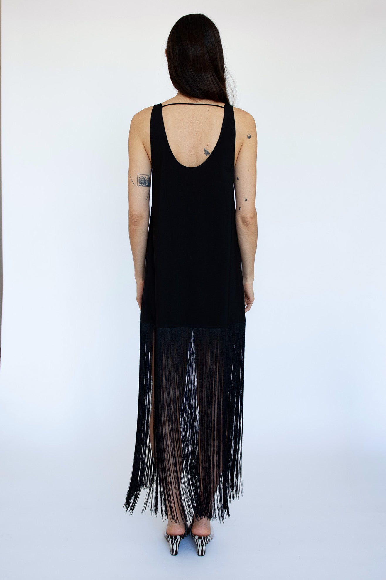 MR. LARKIN, Tassel Slip Dress, Black