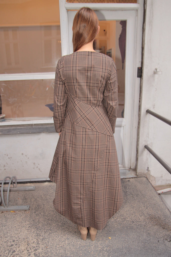 CHELSEA MAK, Iome Dress, Brown Plaid Shirting