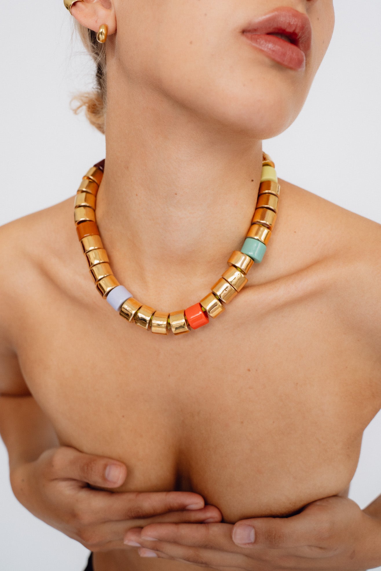 HER NEW TRIBE, Bead Two Necklace, Karat & Multi