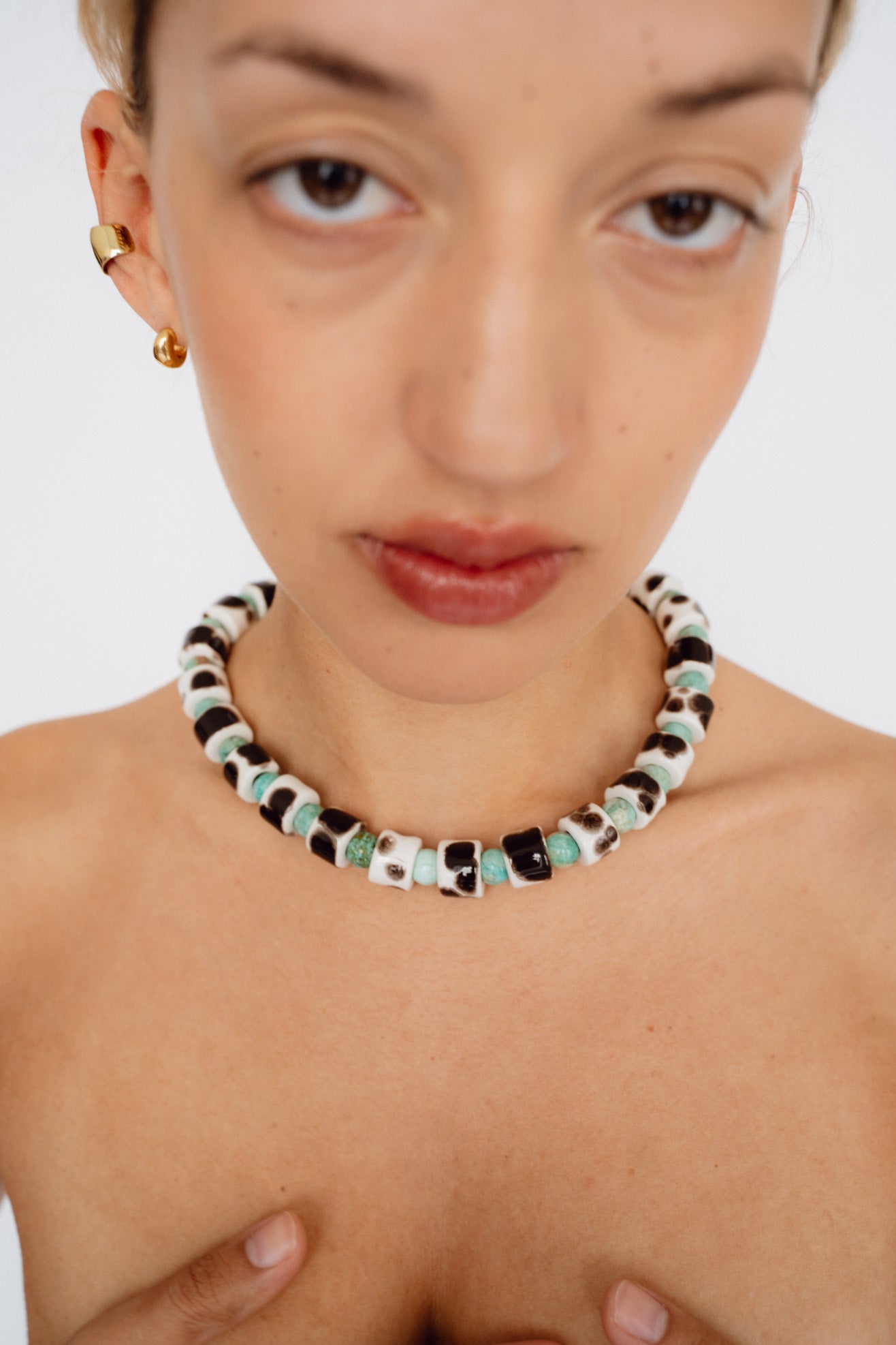 HER NEW TRIBE, Bead One Necklace, Tort & Turq