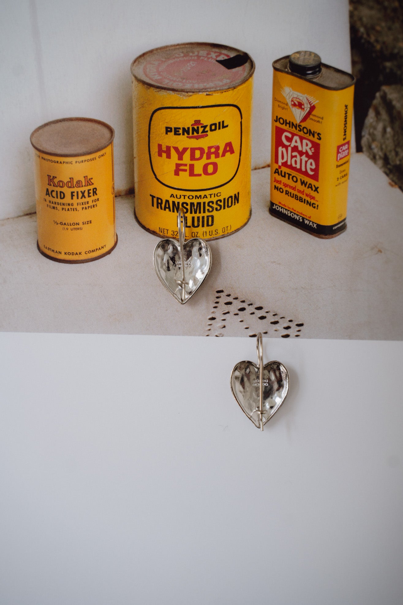 MONDO MONDO, Heart Burn Earrings, White Bronze