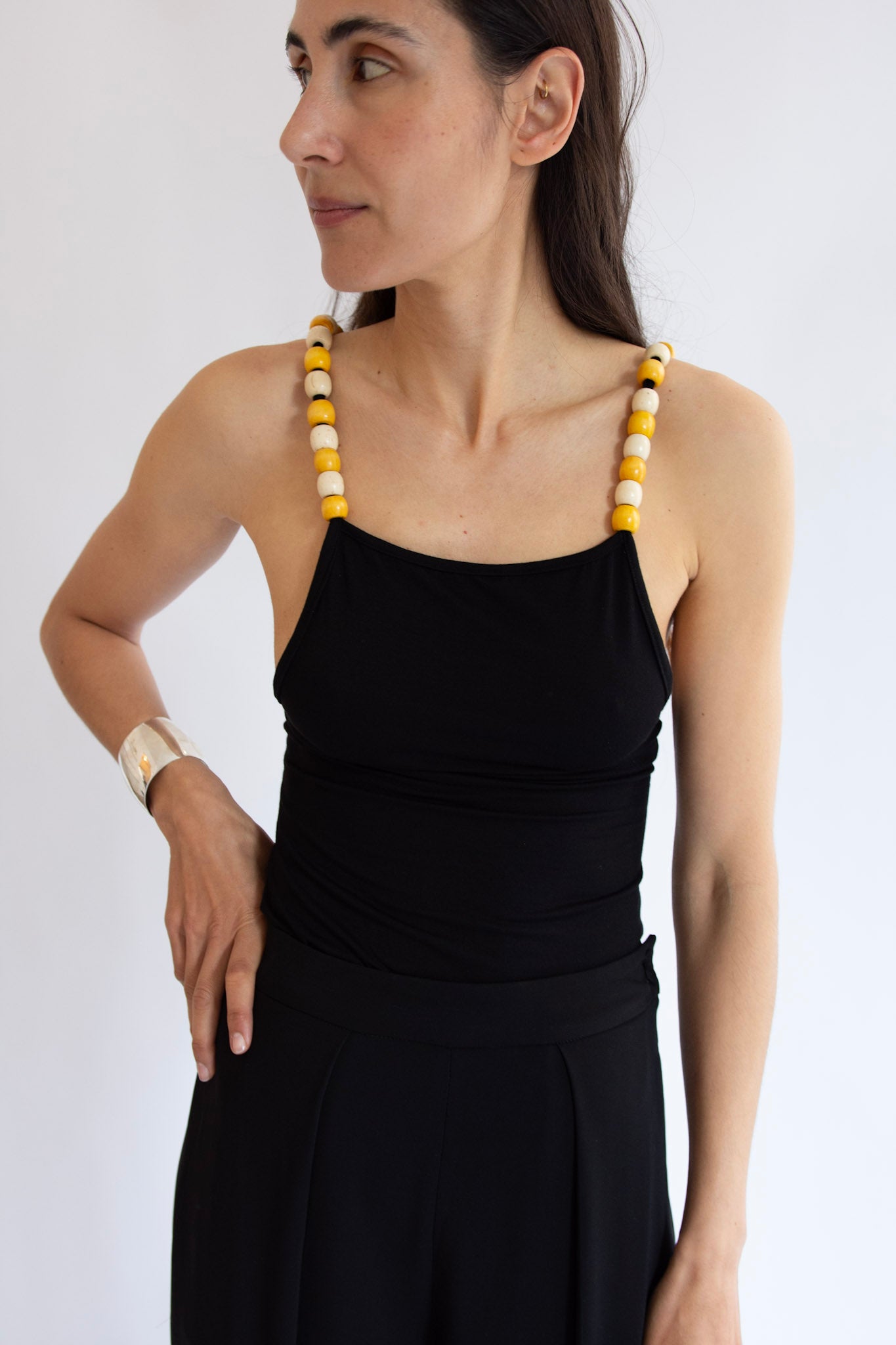 NIA THOMAS, Bea Beaded Tank Top, Black