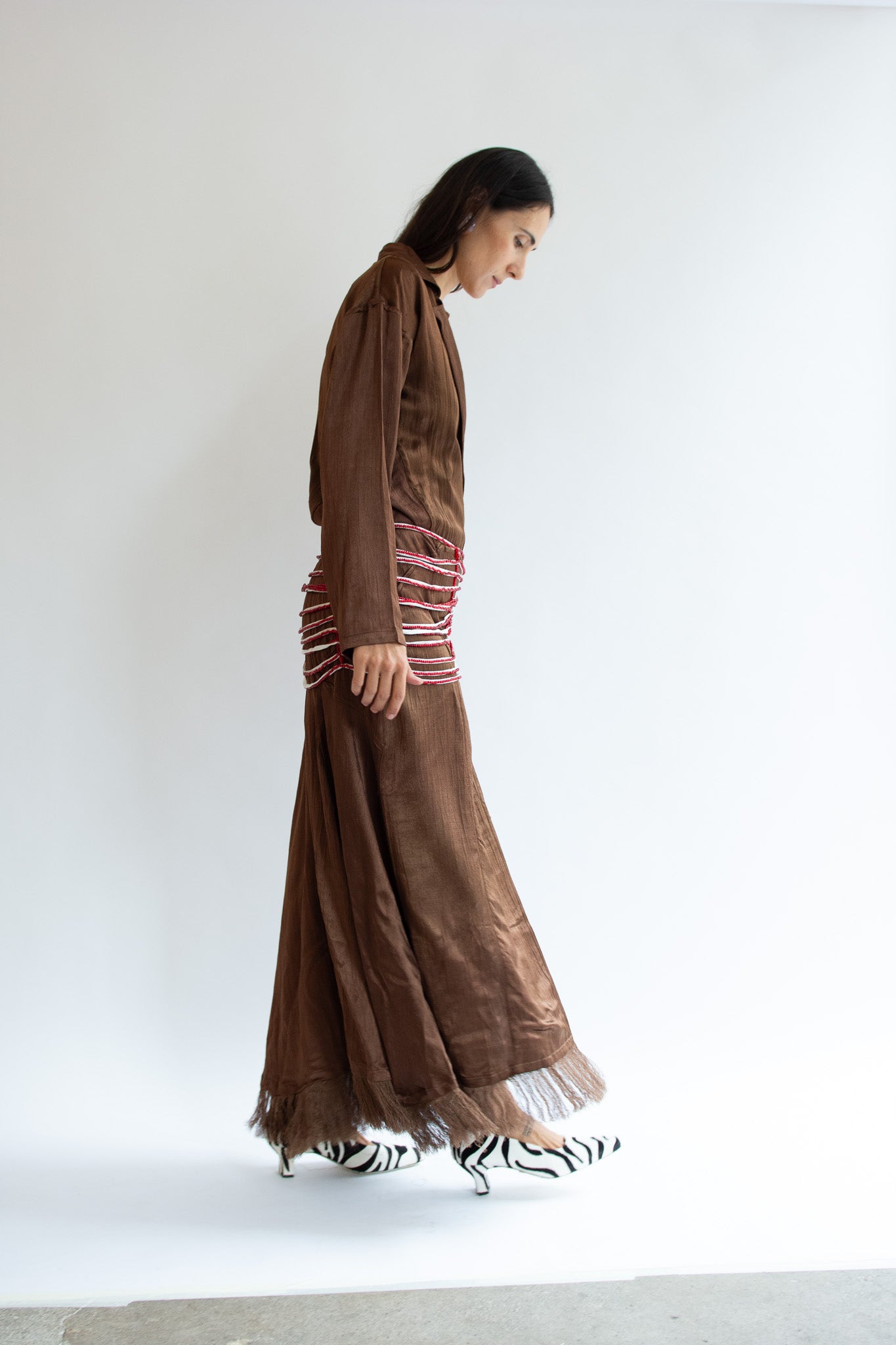 TIGRA TIGRA, Silk Mashroo Appointment Dress, Chocolate