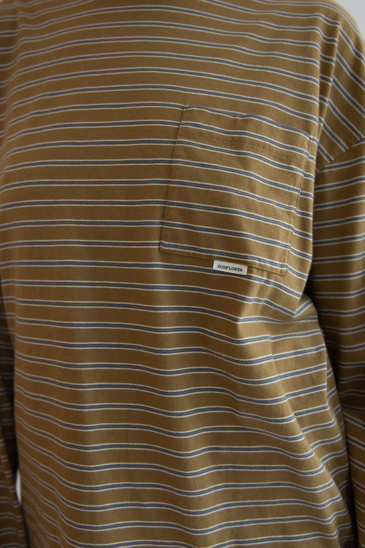 SUNFLOWER, Stripe LS Pocket Tee, Brown