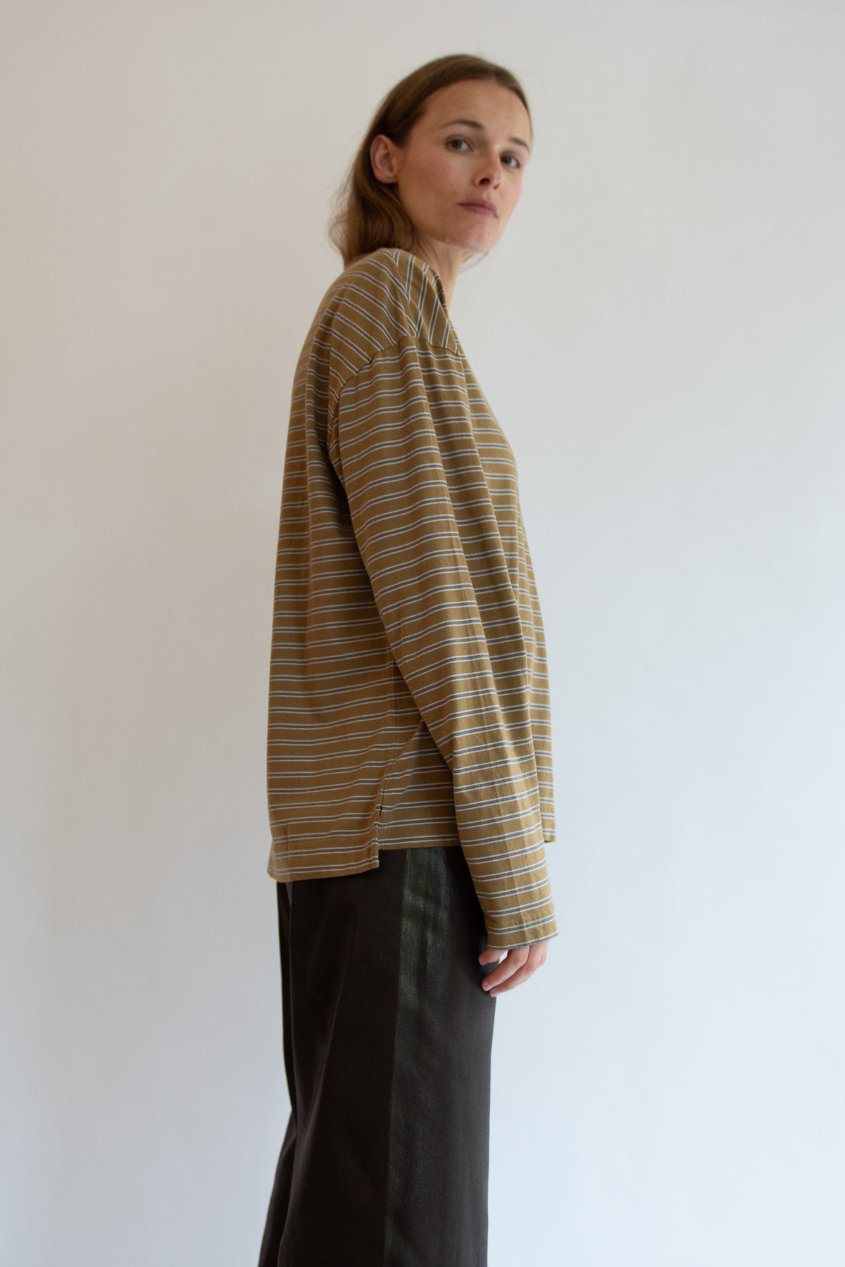 SUNFLOWER, Stripe LS Pocket Tee, Brown