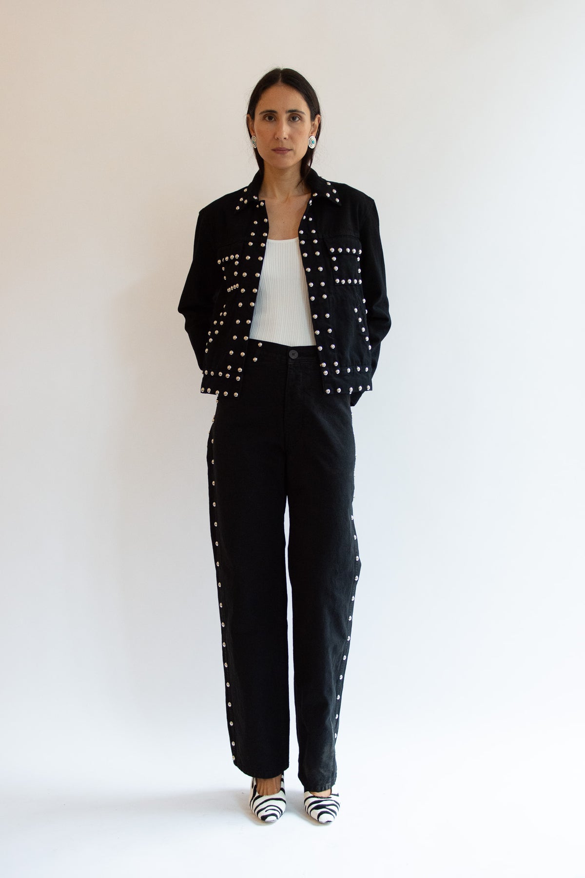 JESSE KAMM, Studded Ranch Jacket, Black Overdye w/ Studs
