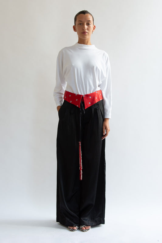 TIGRA TIGRA, Foldover Kasab Trouser, Black with Red