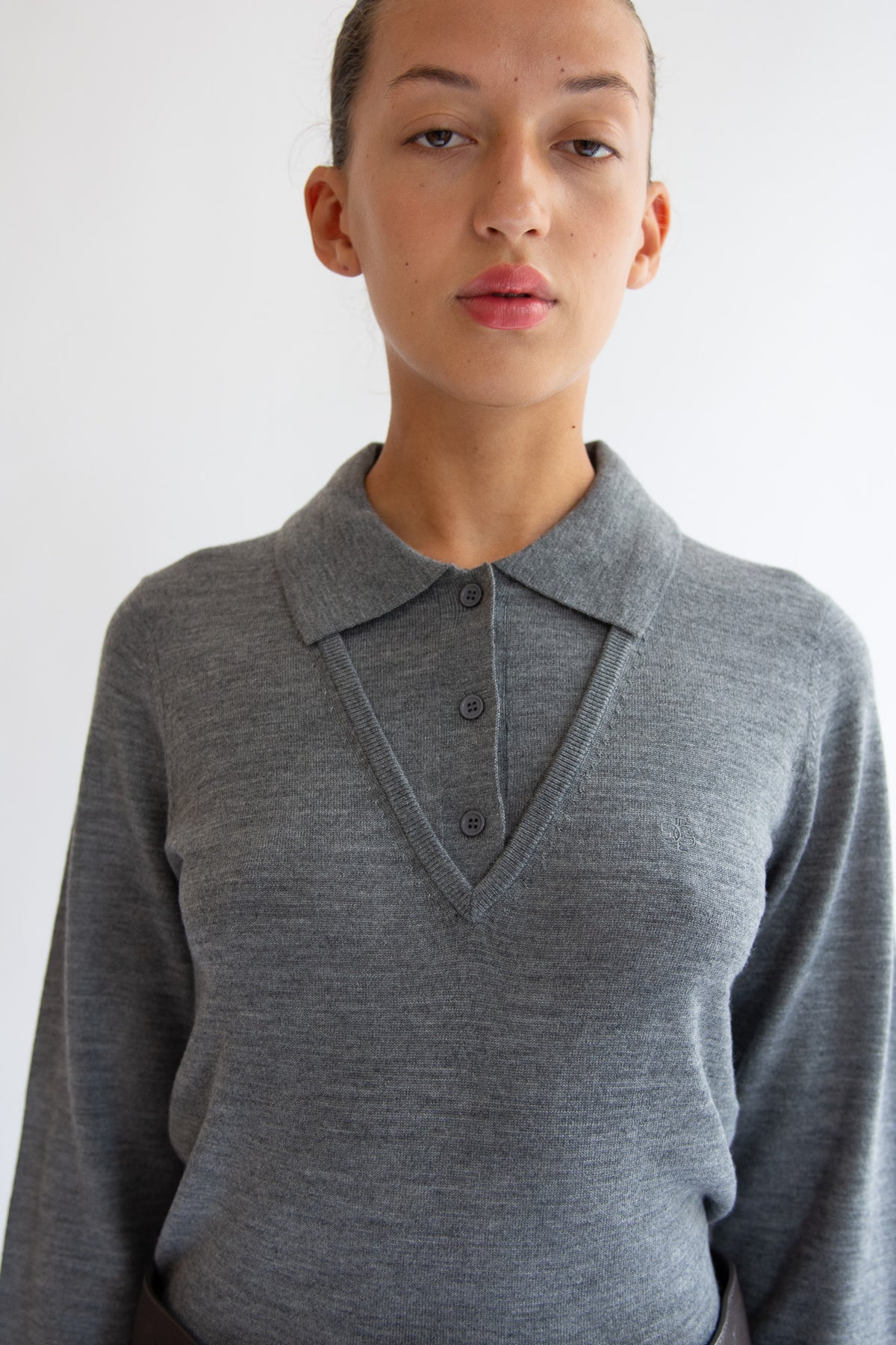 THE GARMENT, Bergen V Polo, Grey Melange