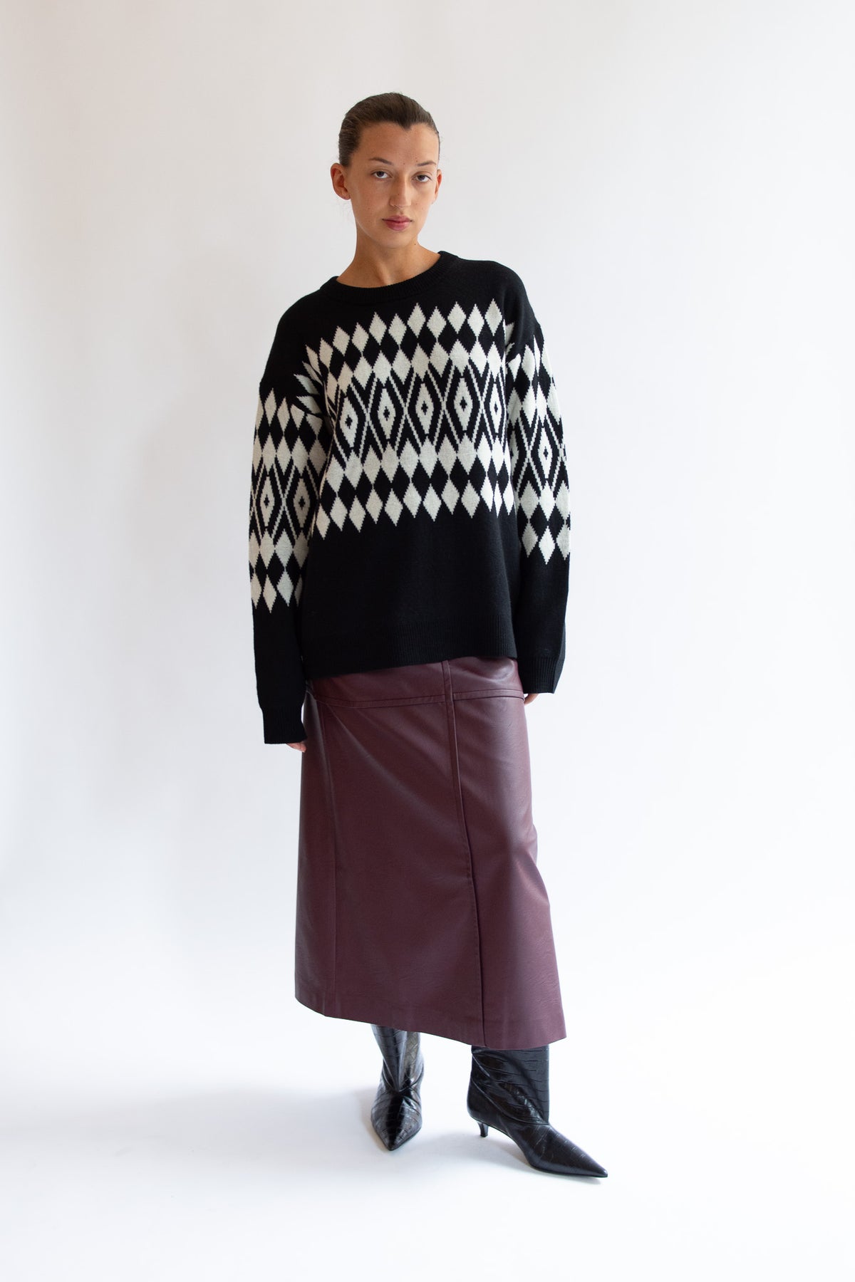 THE GARMENT, Faroe Island Sweater, Black Argyle