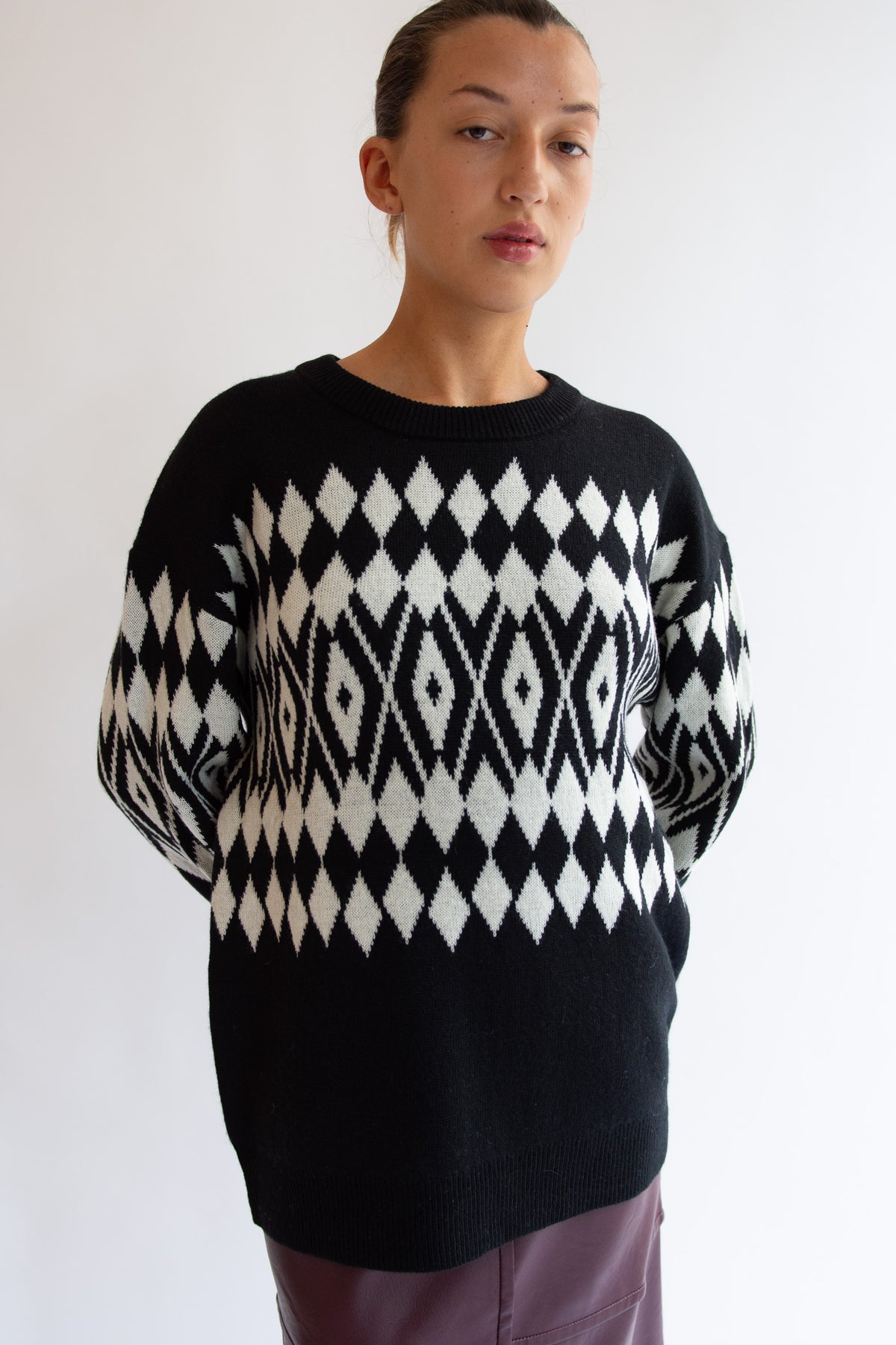 THE GARMENT, Faroe Island Sweater, Black Argyle