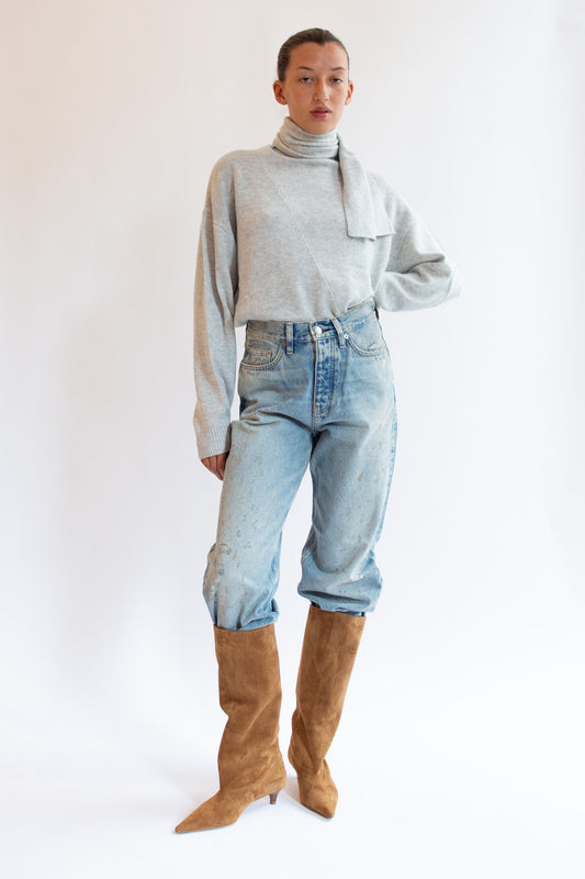 THE GARMENT, Volmer Scarf Sweater, Heather Grey Melange