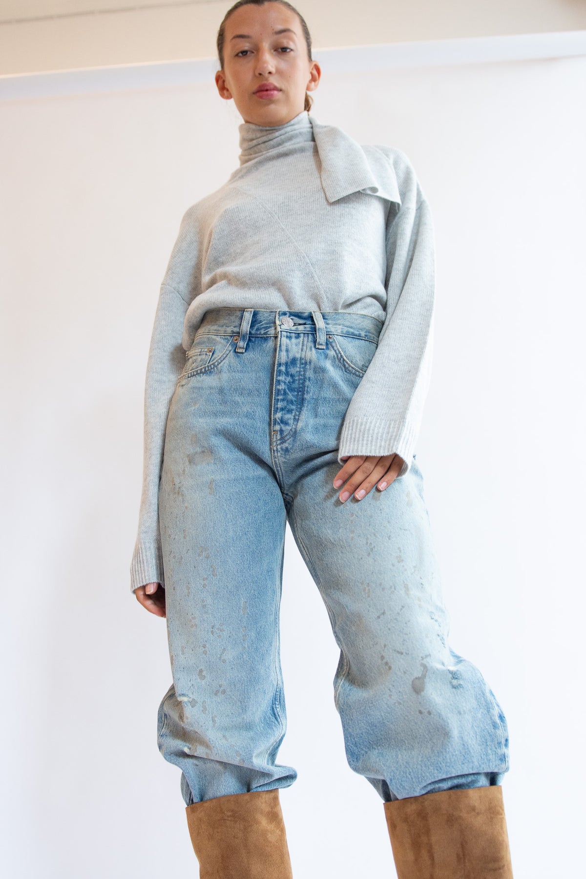 THE GARMENT, Volmer Scarf Sweater, Heather Grey Melange