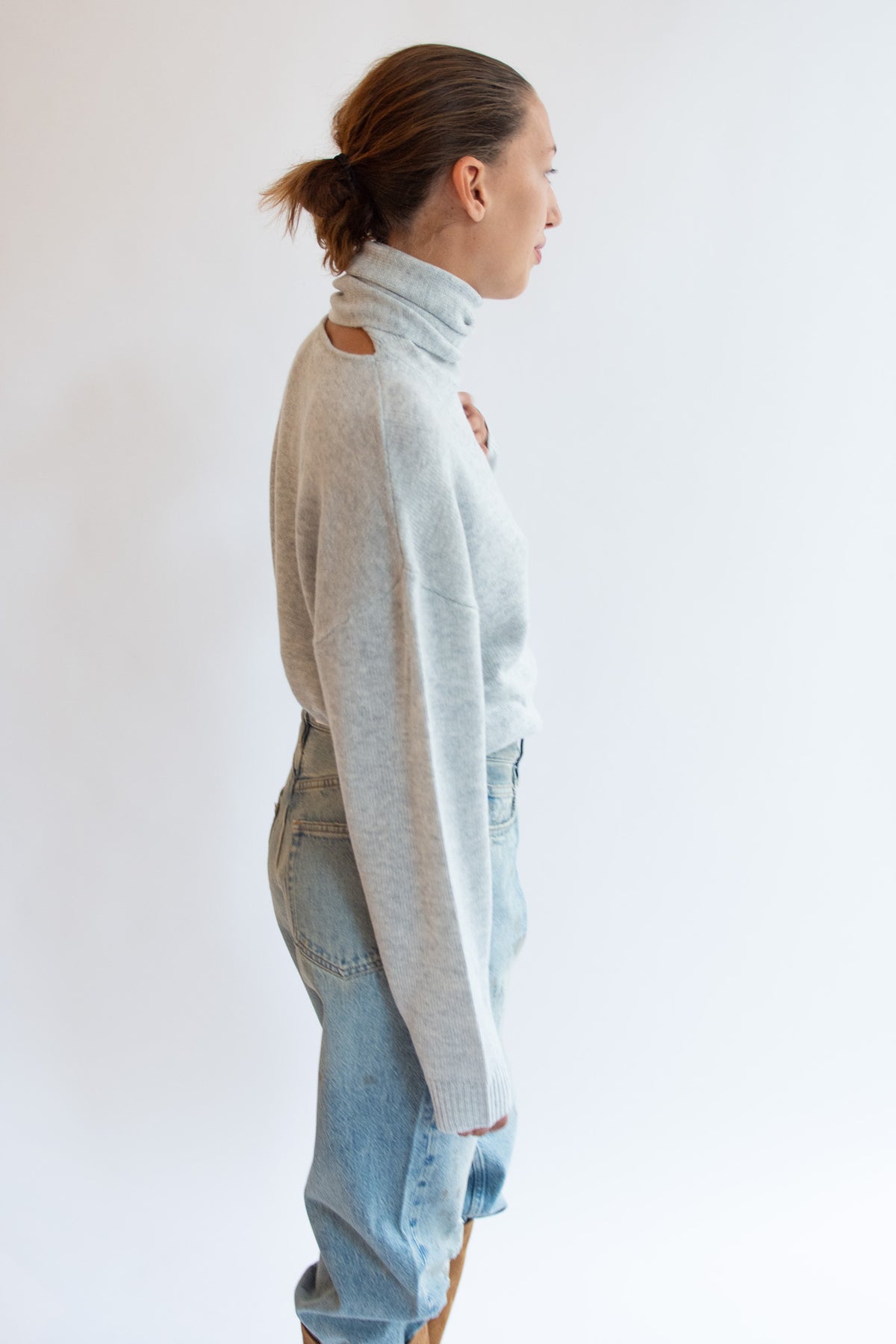THE GARMENT, Volmer Scarf Sweater, Heather Grey Melange
