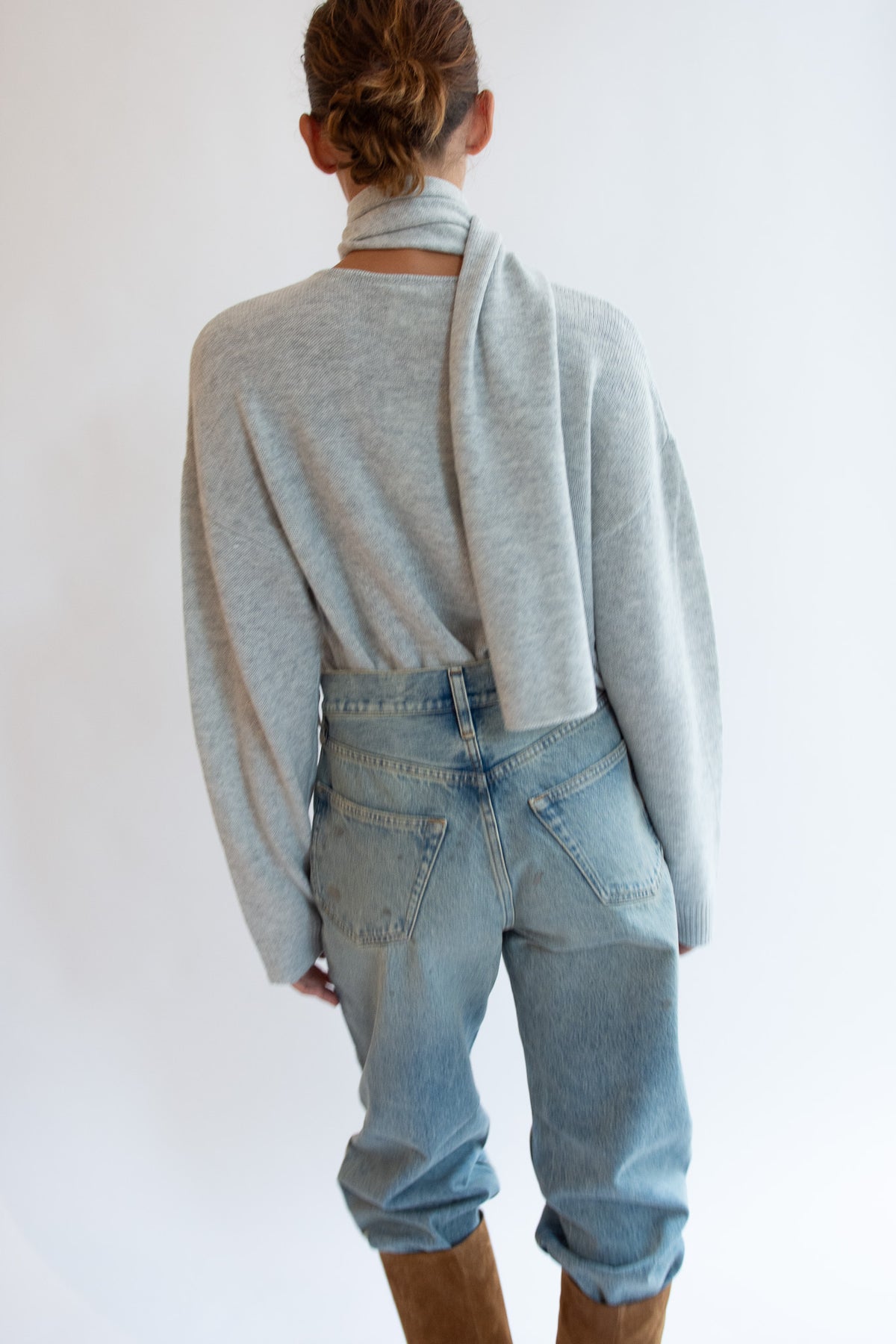THE GARMENT, Volmer Scarf Sweater, Heather Grey Melange