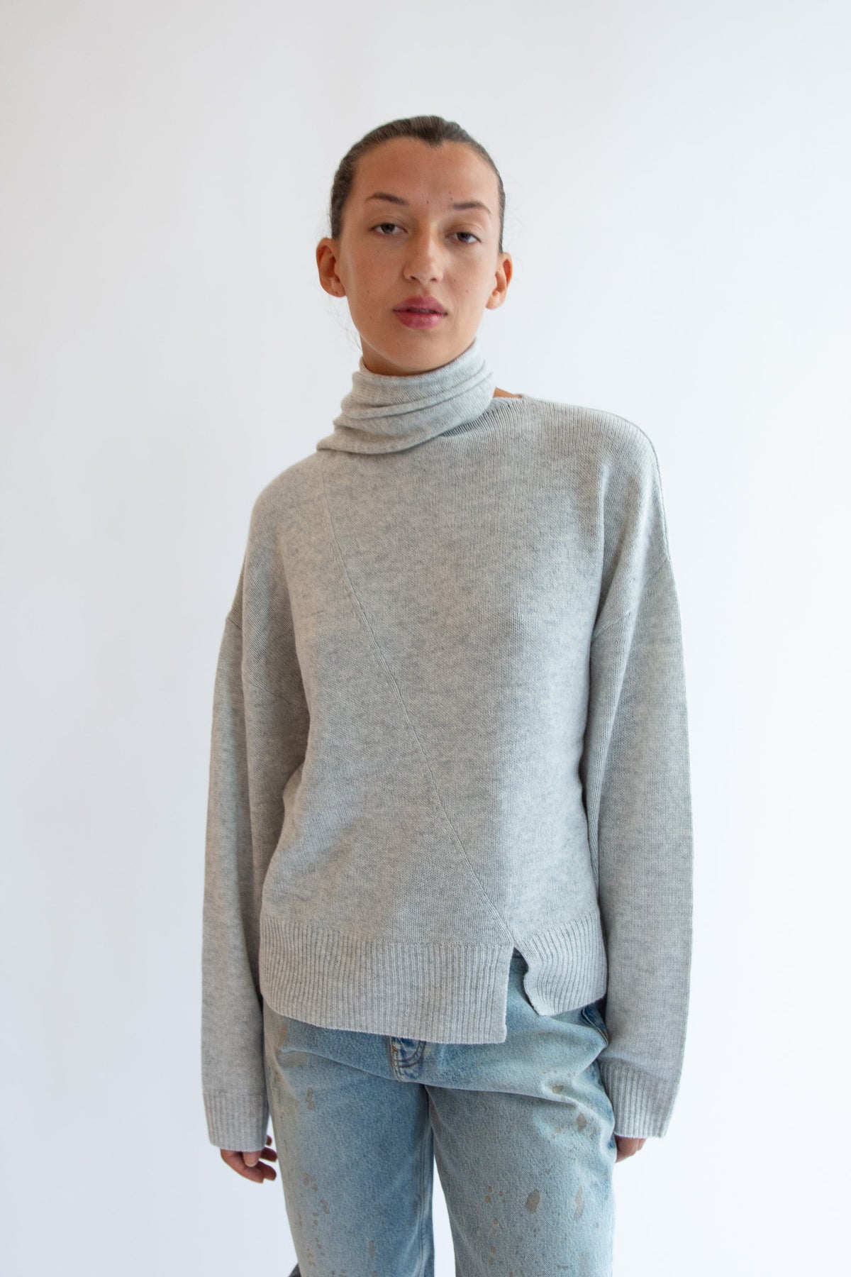 THE GARMENT, Volmer Scarf Sweater, Heather Grey Melange