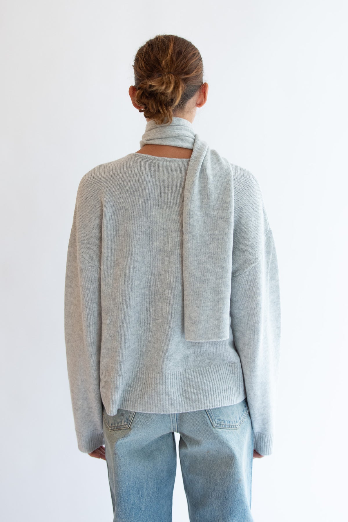 THE GARMENT, Volmer Scarf Sweater, Heather Grey Melange