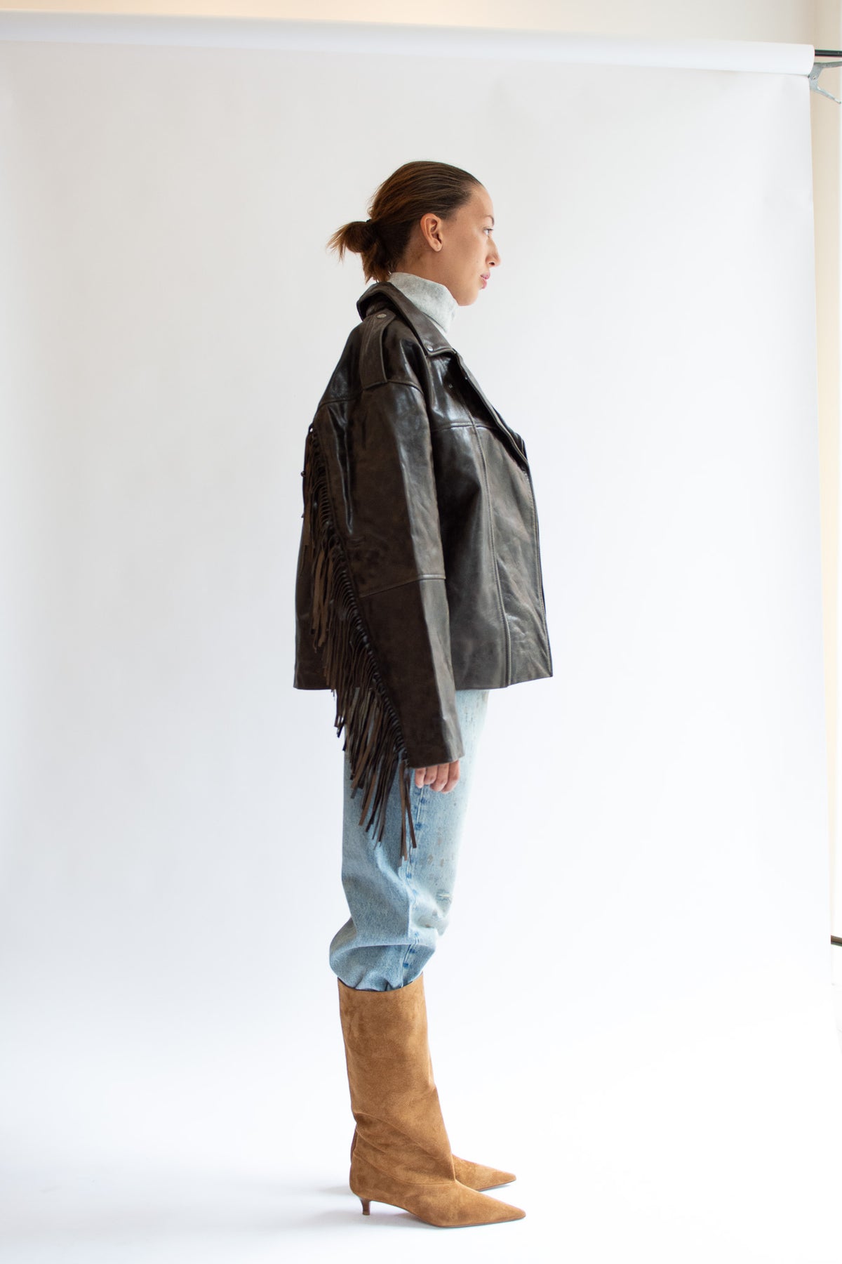 THE GARMENT, Margo Fringe Jacket, Brown Crunch Effect