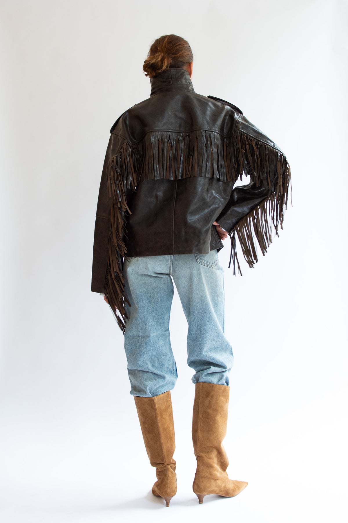 THE GARMENT, Margo Fringe Jacket, Brown Crunch Effect